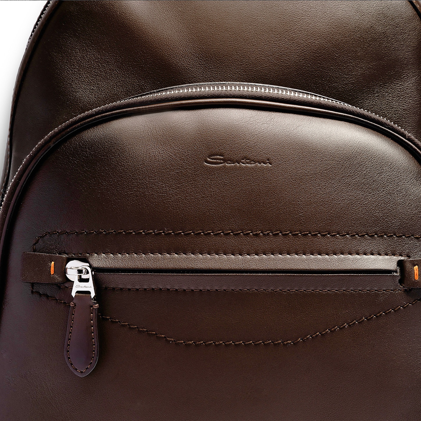 Dark brown leather backpack - 4