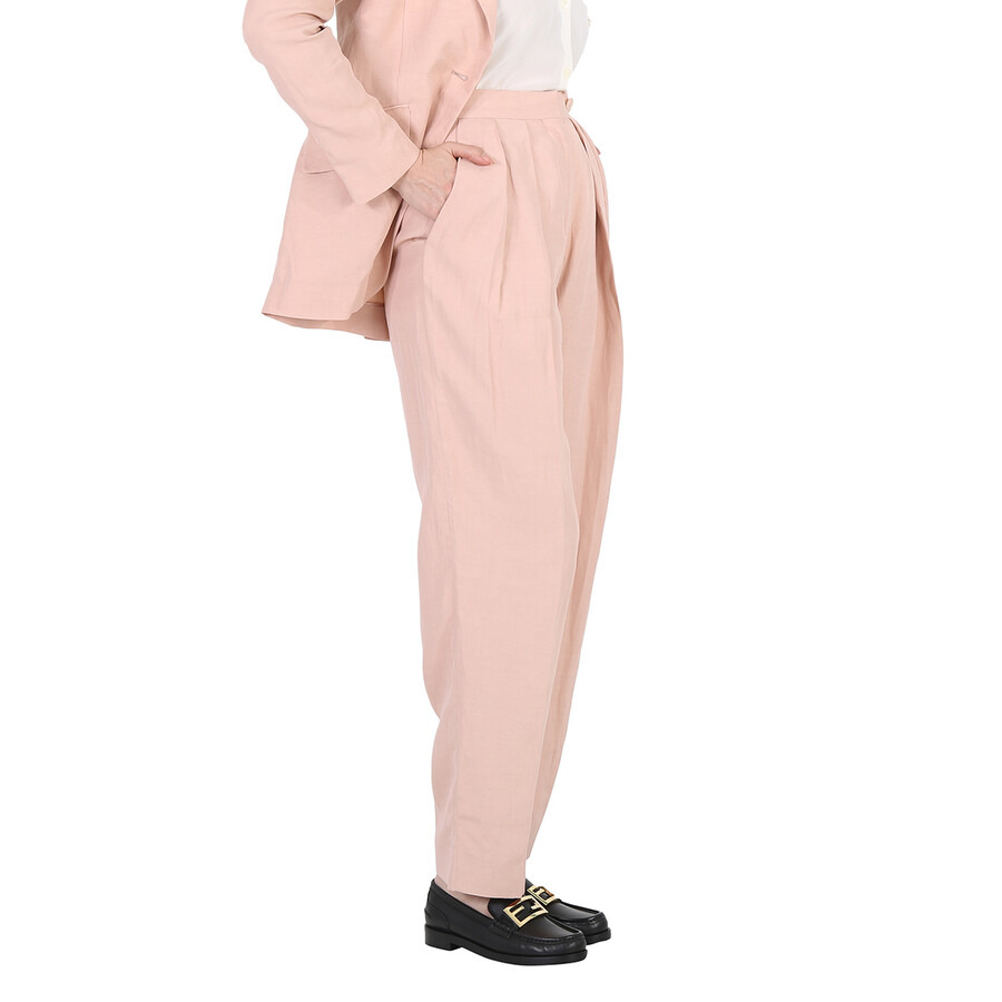 Stella Mccartney Rose Fluid Linen Pleat Front Straight Leg Trousers - 2