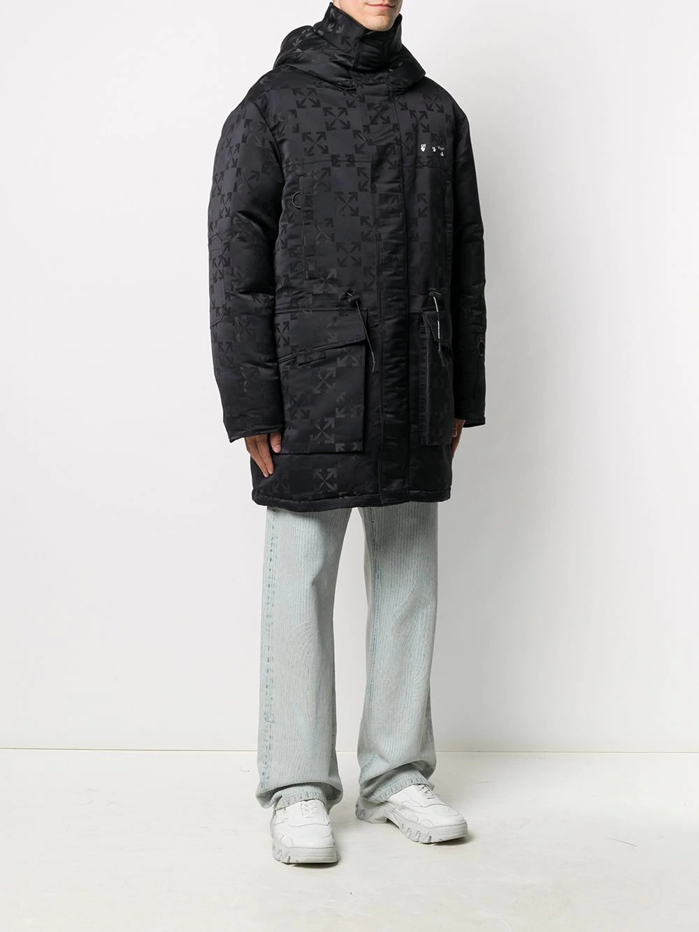 logo pattern padded parka - 3