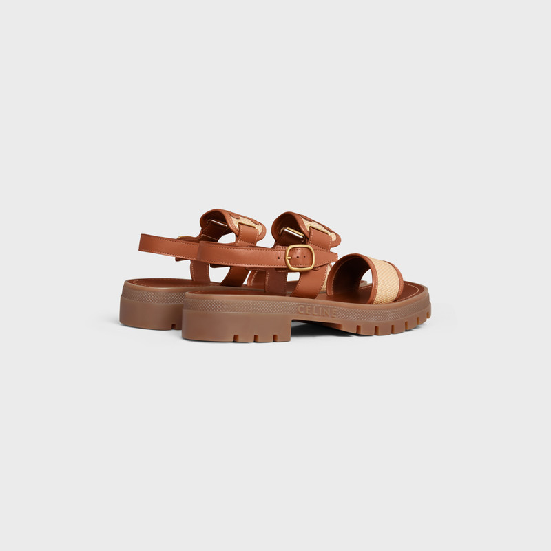 CELINE CELINE CLEA TRIOMPHE SANDAL in Raffia & Calfskin outlook