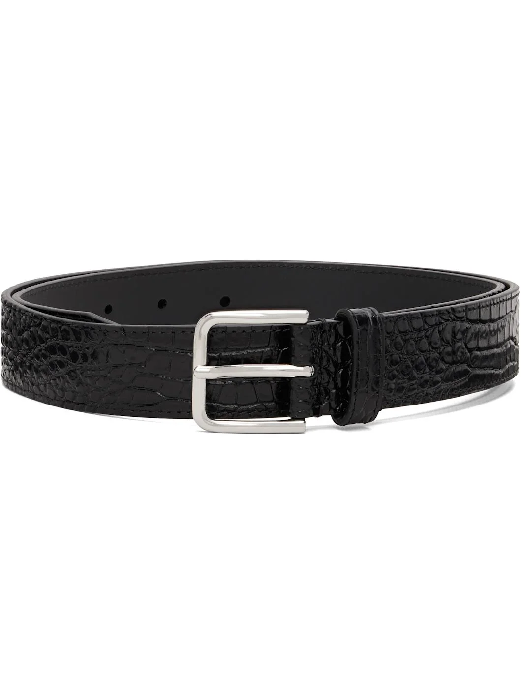 Black Toni Croc Patent Leather Belt - 1