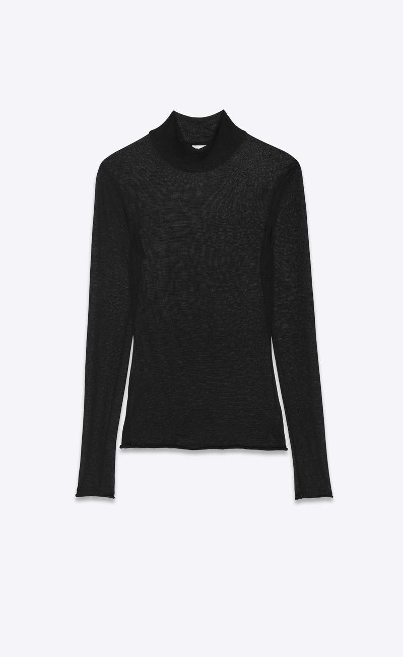 turtleneck top in sheer knit - 1