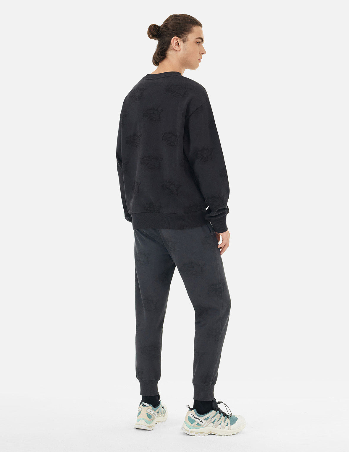 Allover Crinkle Logo Print Regular Fit Sweatshirt - 4
