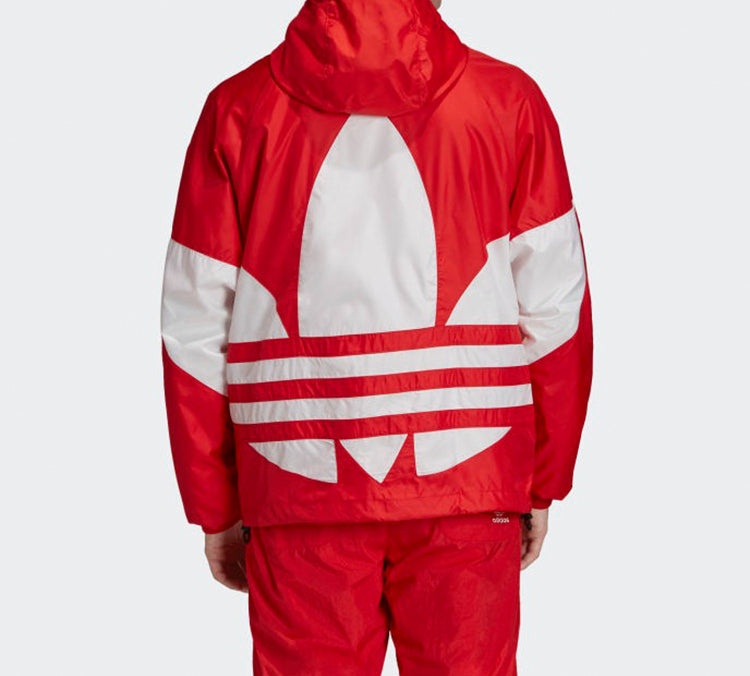 adidas originals Big trefoil Stripe Large Logo hooded Casual Jacket Red FM7076 - 5
