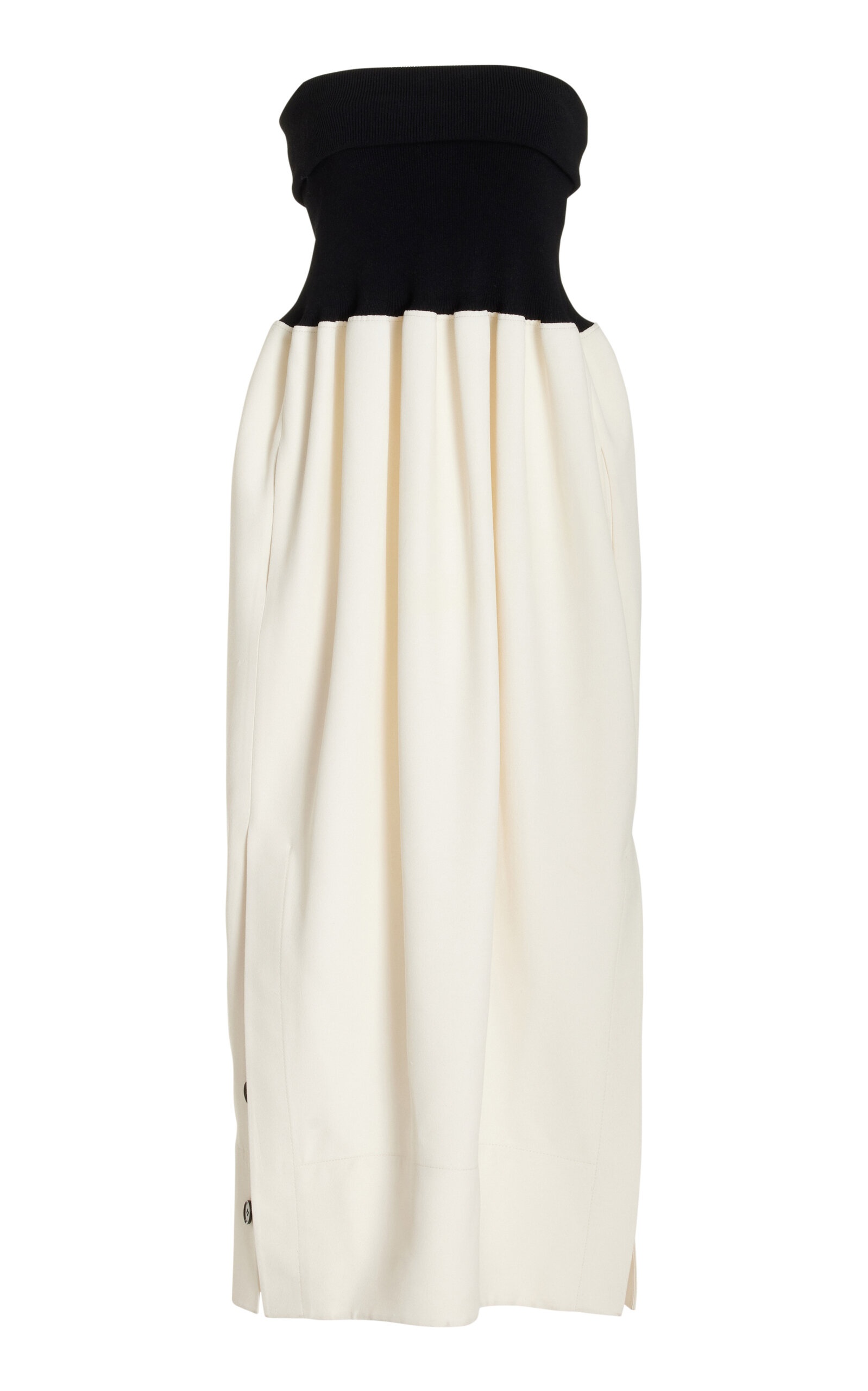 Knit-Trimmed Crepe Maxi Dress black/white - 1