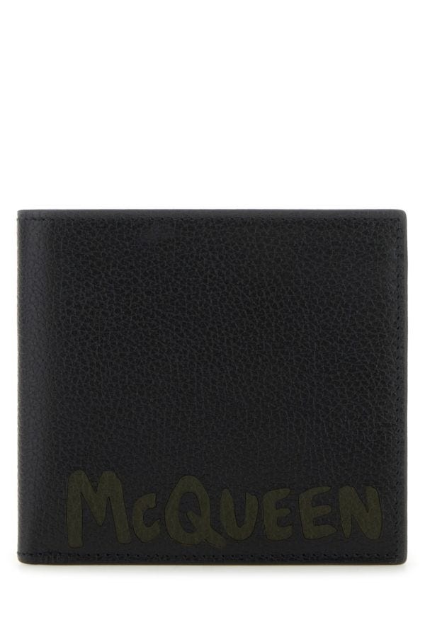 Alexander Mcqueen Man Black Leather Wallet - 1