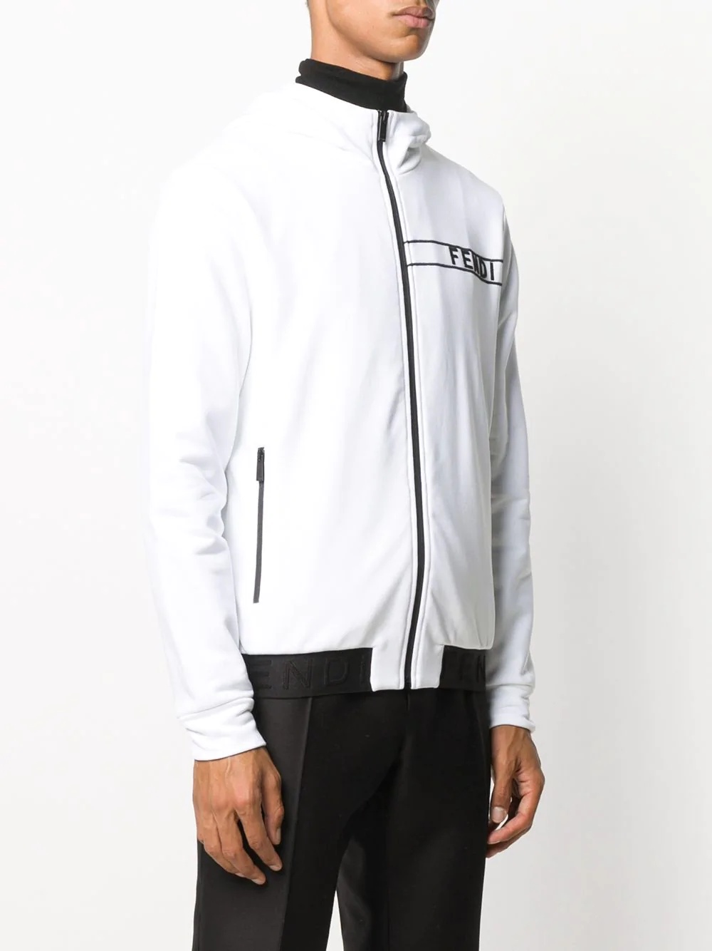 stripe embroidered logo hoodie - 3