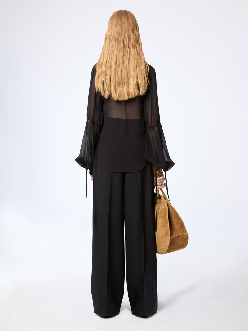 Silk See-Through Shirt With Bow Details 4