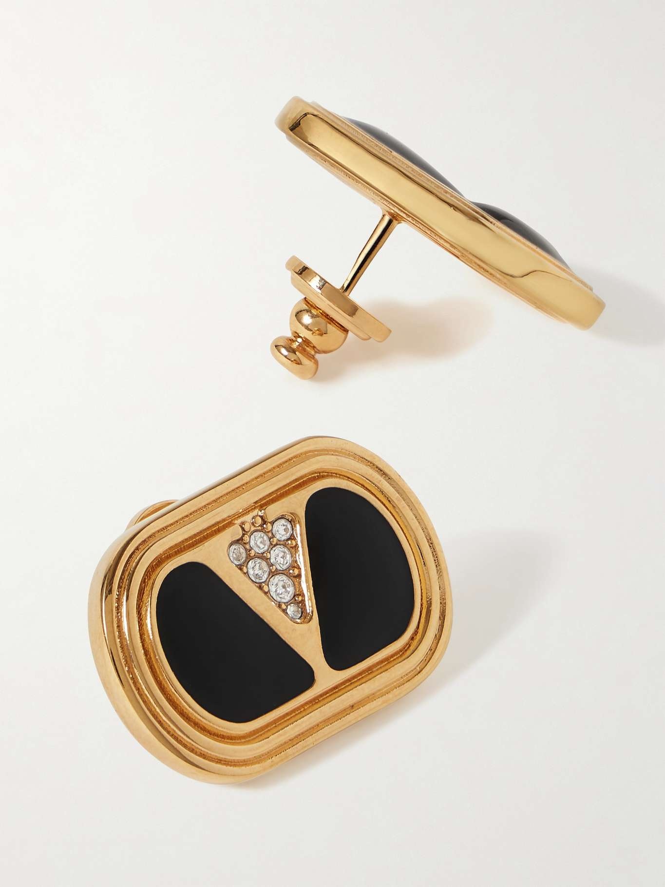 Gold-tone, enamel and crystal earrings Gold - 3