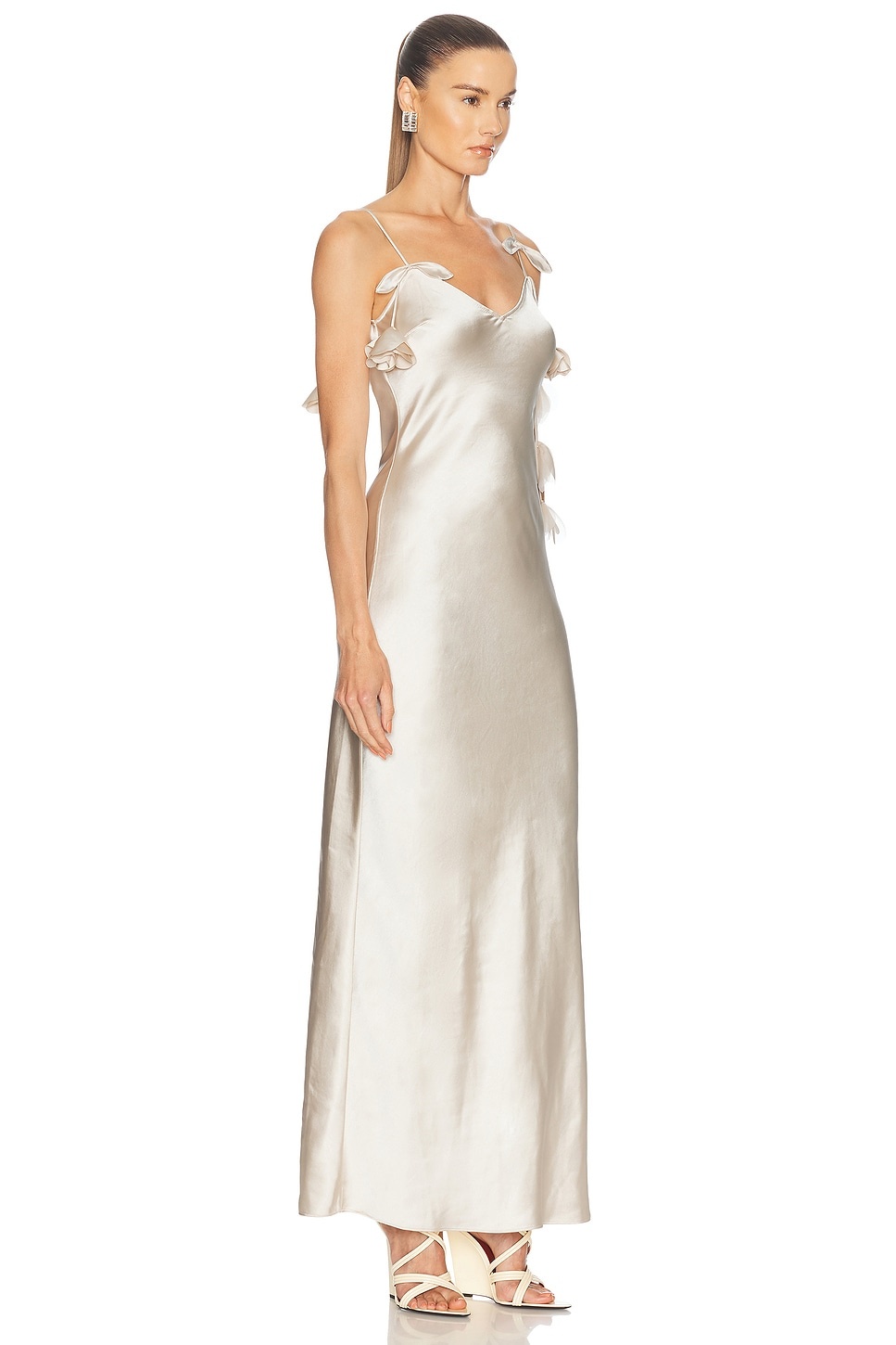 Satin Flower Maxi Dress - 2