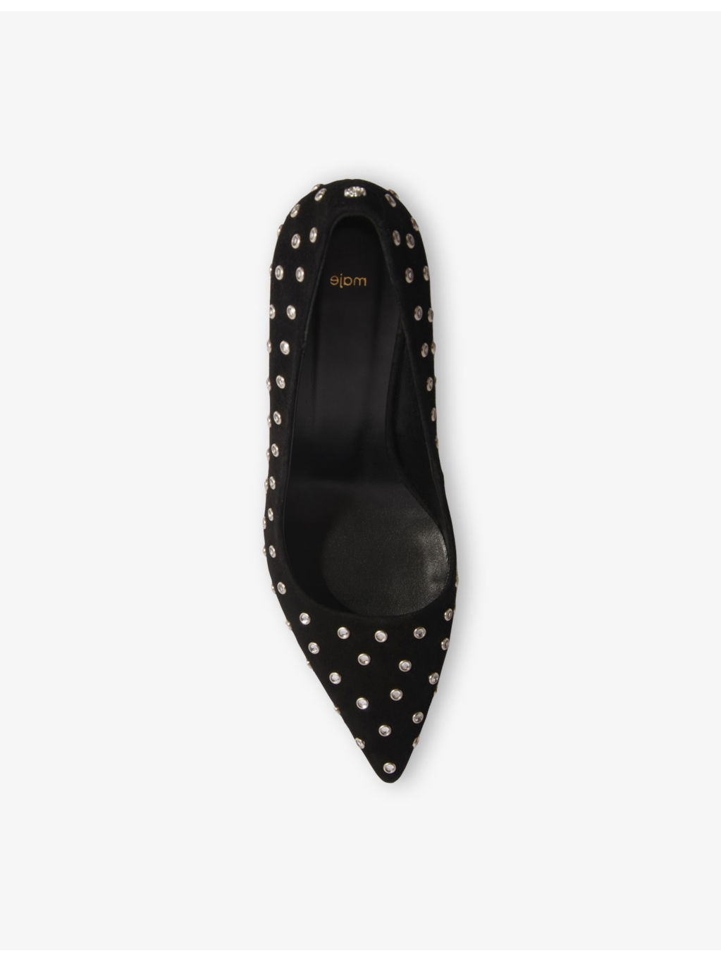 Rhinestone-Embellished Heeled Leather Pumps - 2