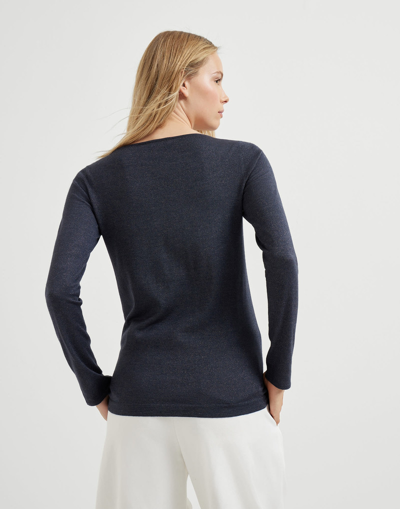 Brunello Cucinelli Cashmere and silk sparkling lightweight sweater outlook