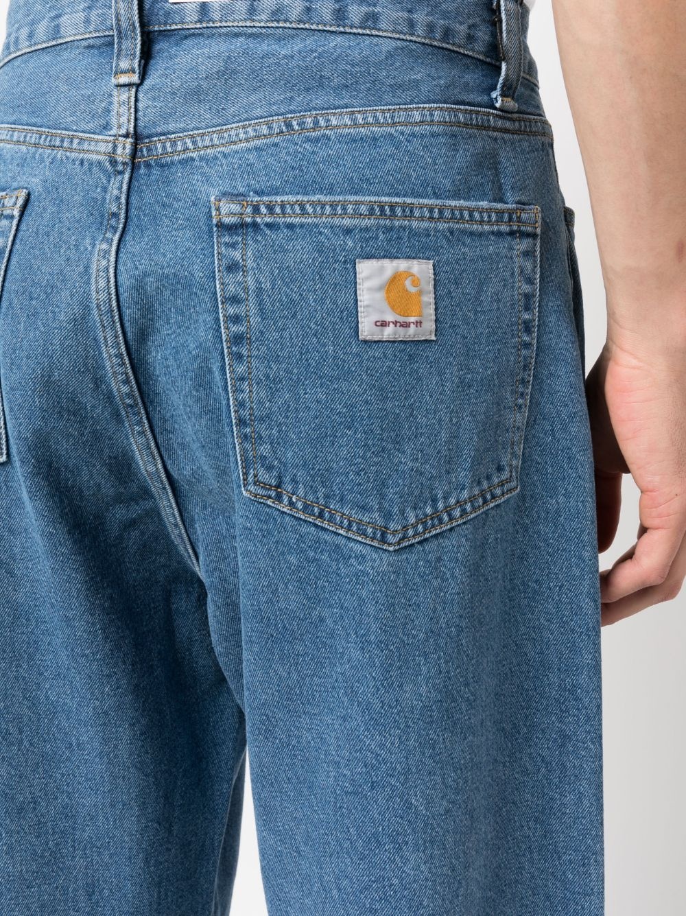 logo-patch tapered jeans - 5