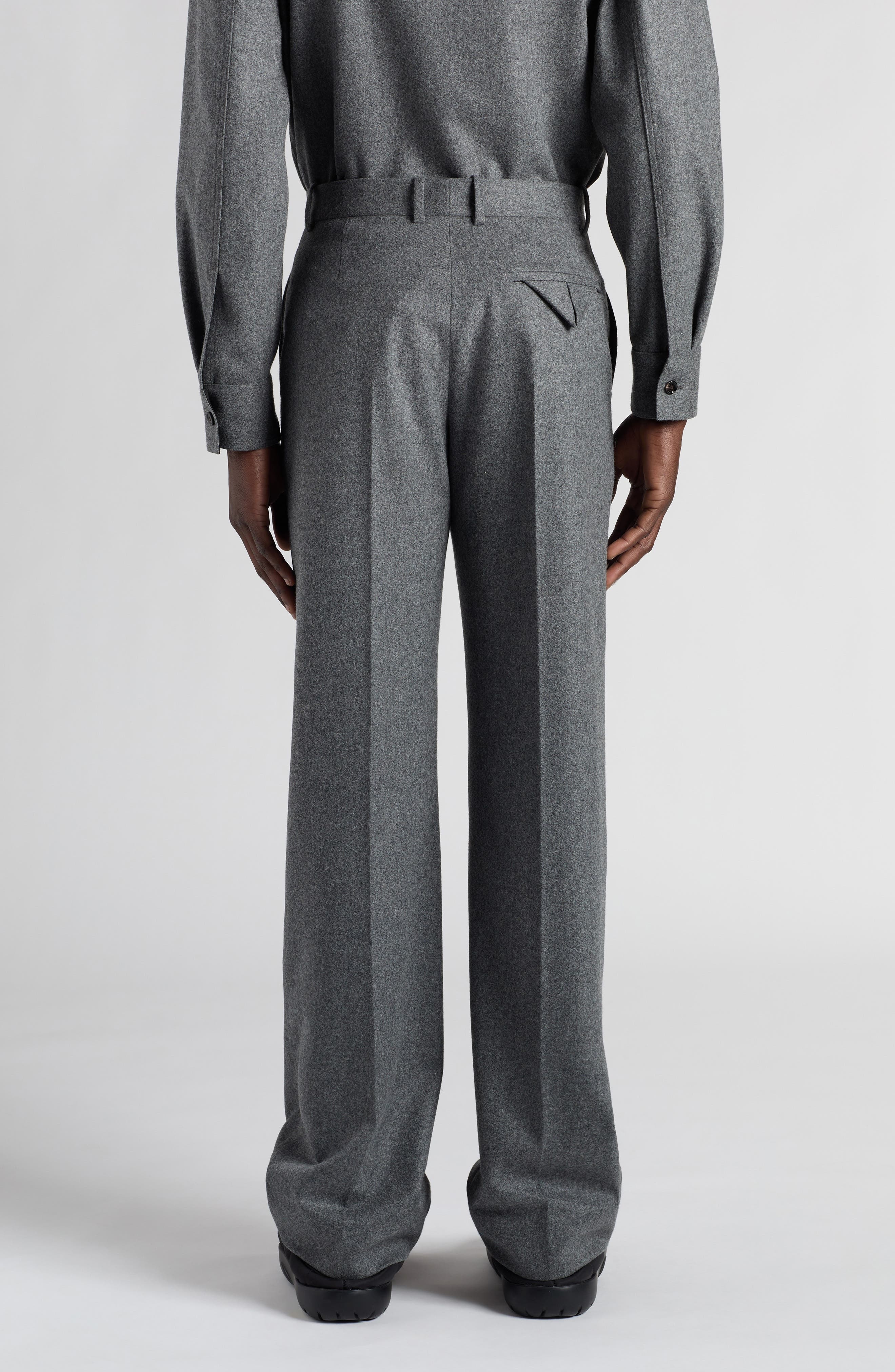 Bottega Veneta Regular Fit Lightweight Wool Flannel Pants in 1962 Grey Melange at Nordstrom - 3