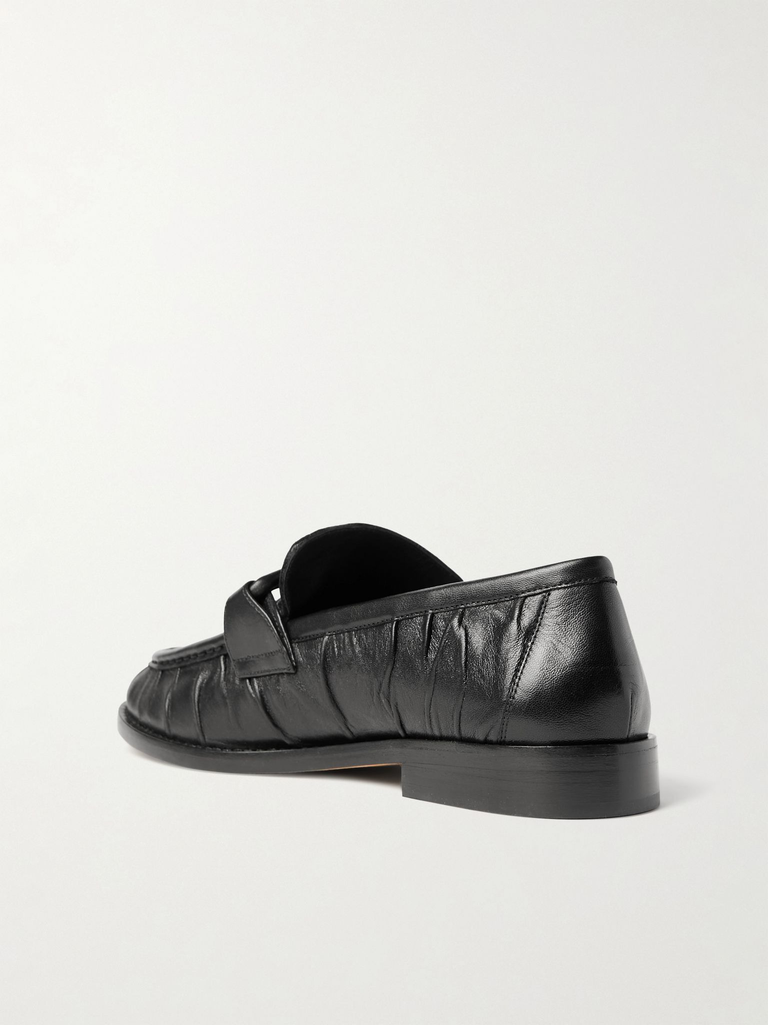 Astaire knotted crinkled-leather loafers Black - 3