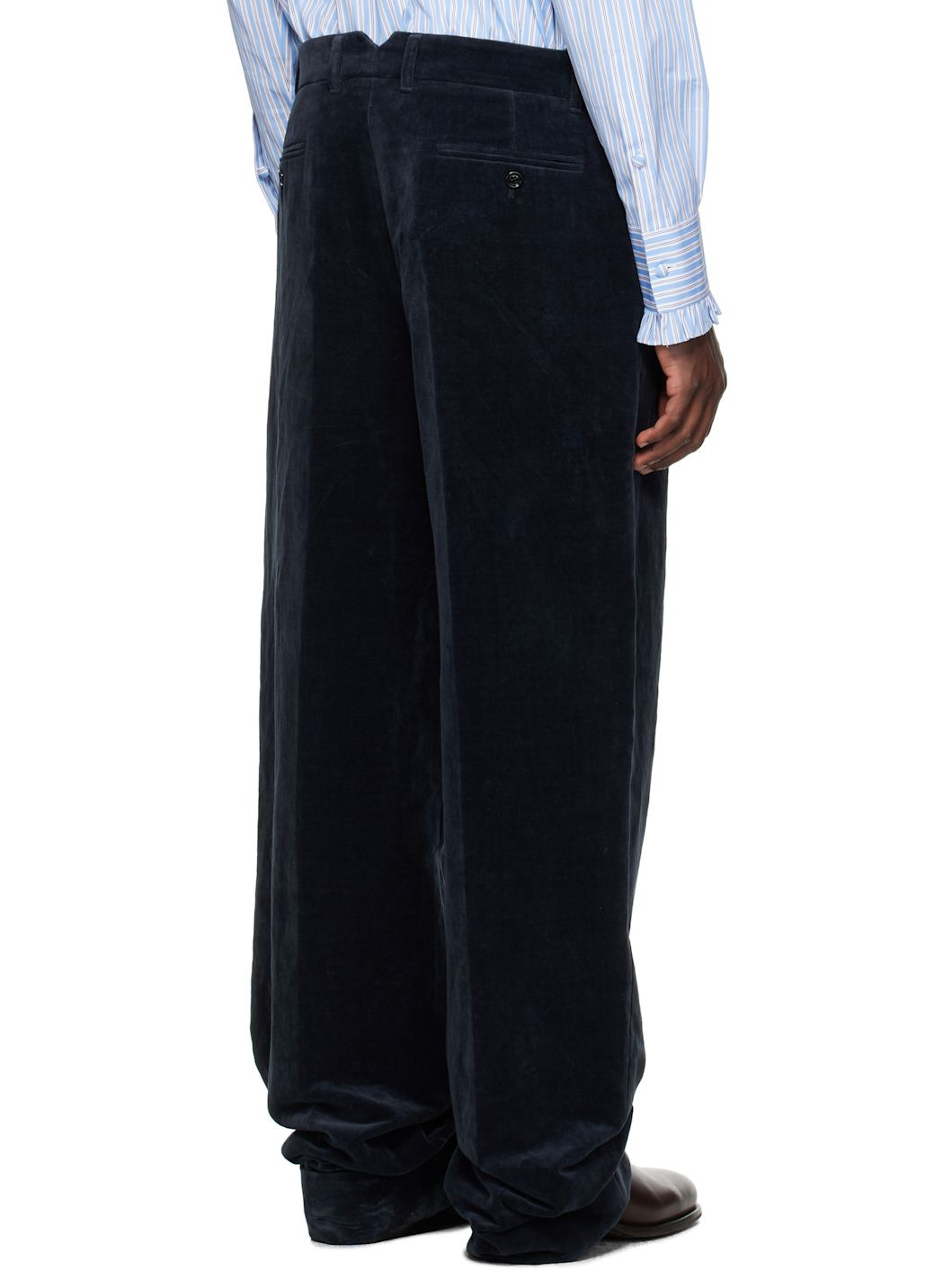 Navy Pleated Trousers - 3
