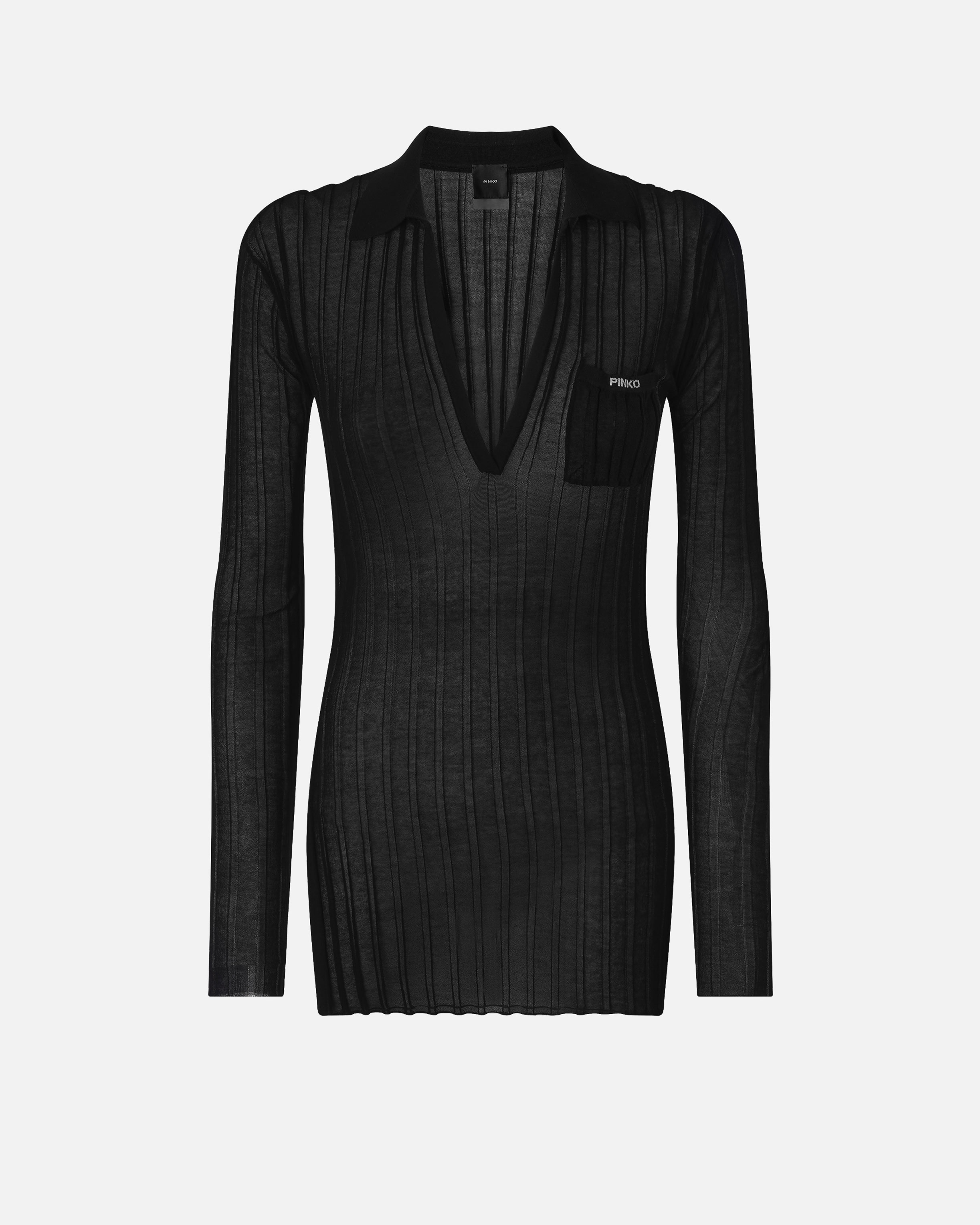 RIBBED LONG-SLEEVED POLO SHIRT - 1