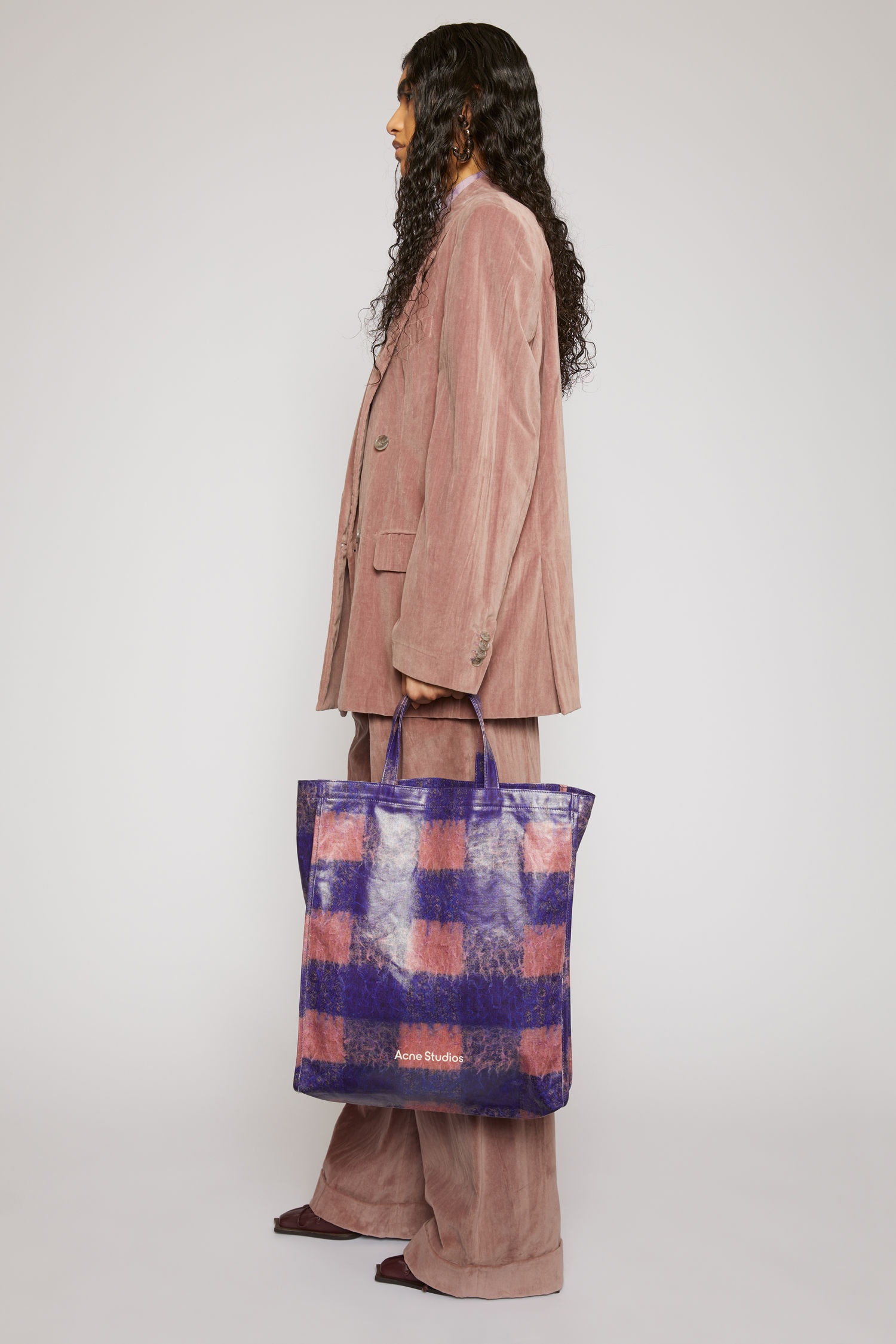 Check-print tote bag blue/pink - 4