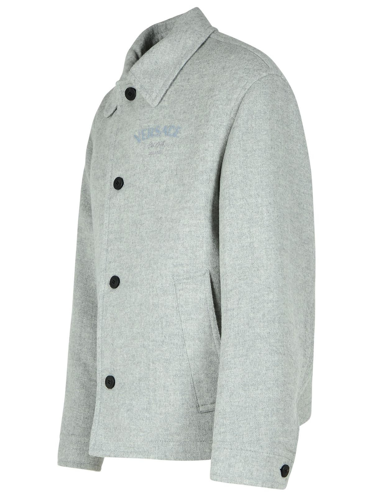 Versace Grey Wool Jacket Men - 2