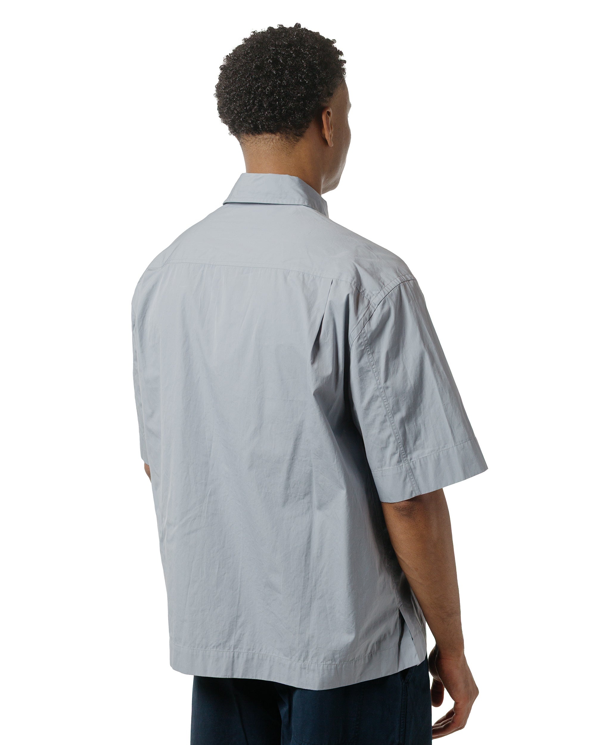 Short Sleeve Flap Pocket Shirt Compact Cotton Plainweave Pewter - 3