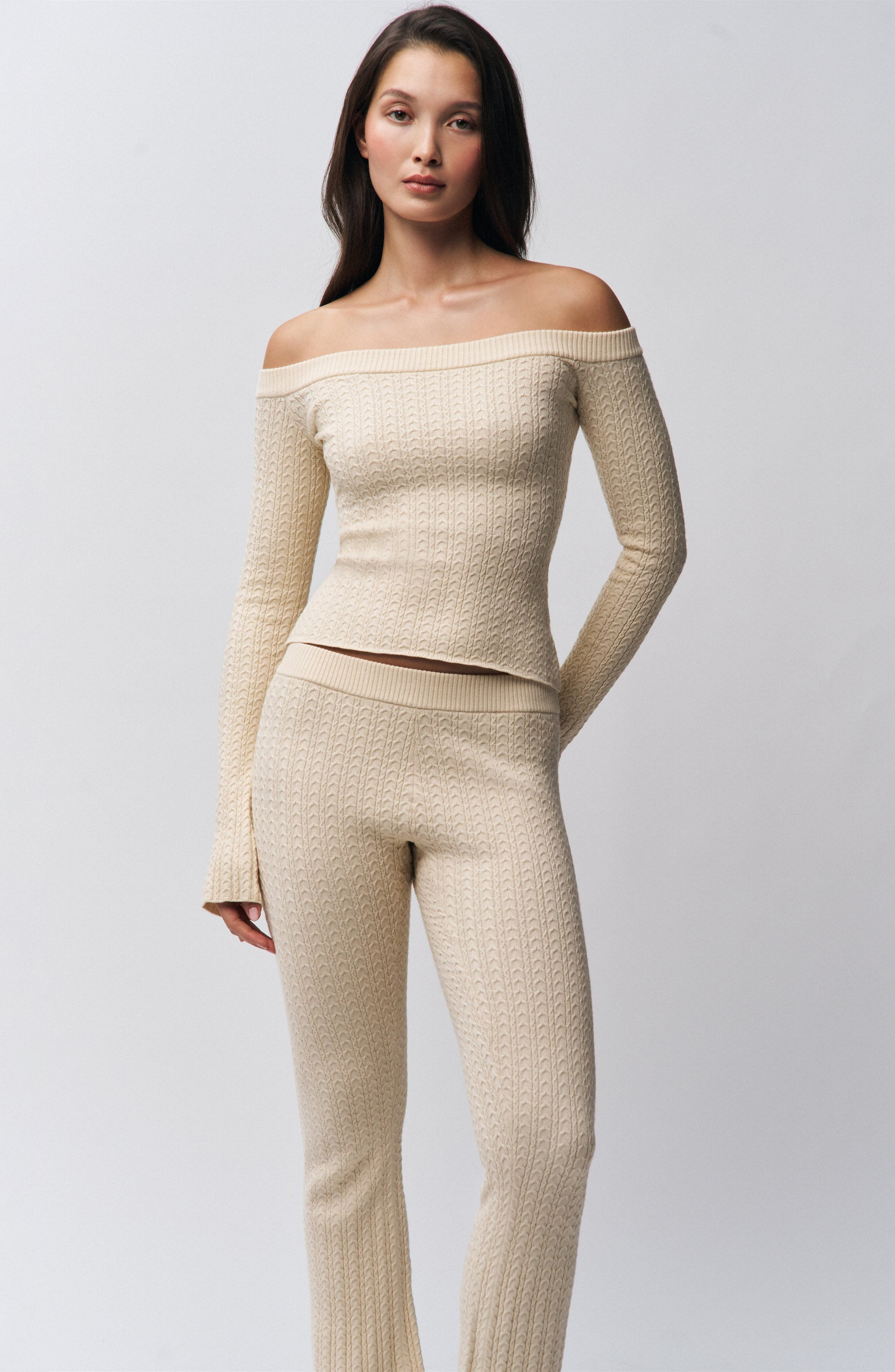 Guizio Camille Cable-Knit Pant in Ivory at Nordstrom - 5