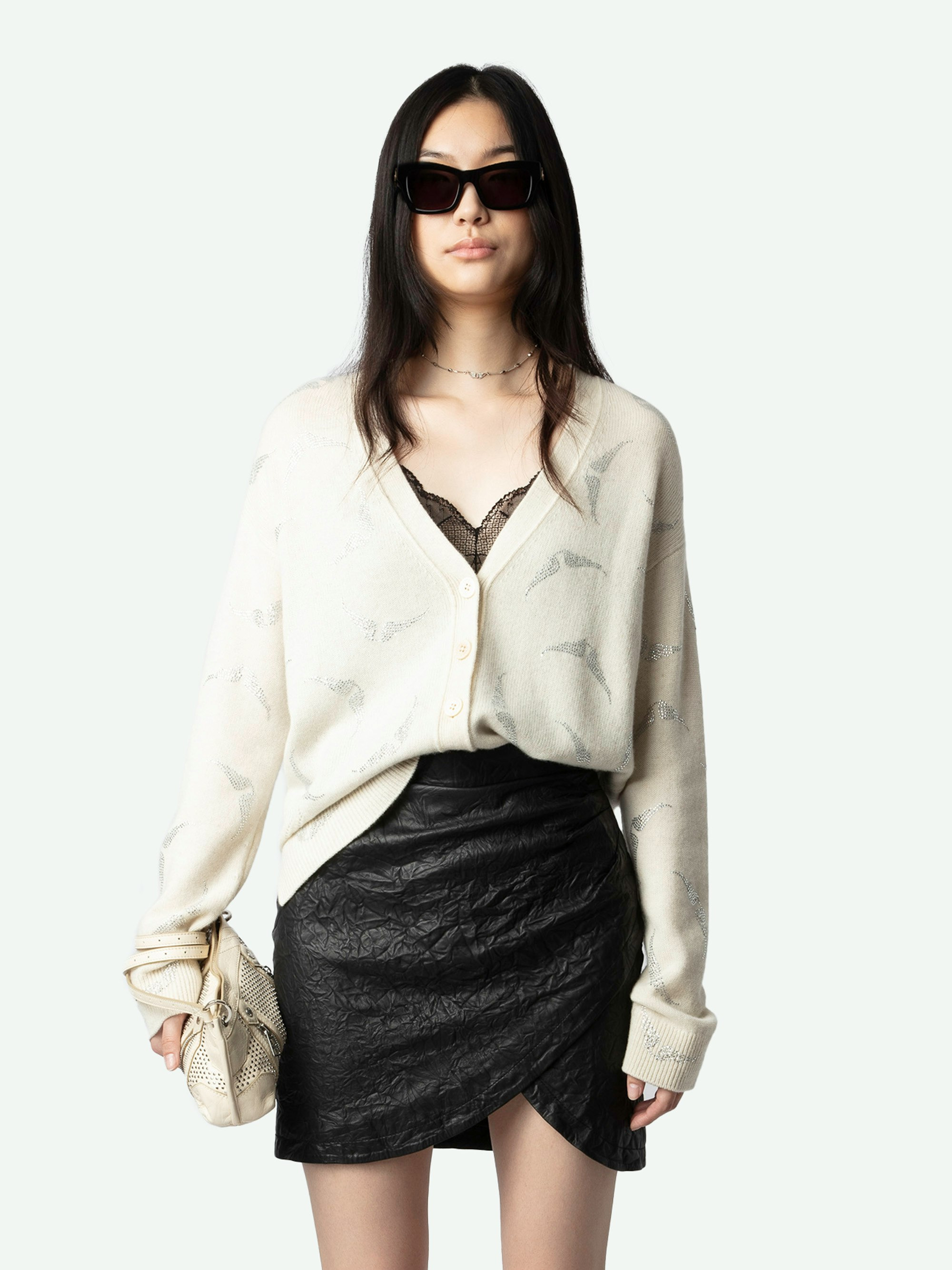 Mirka Diamanté Wings Cashmere Cardigan - 5