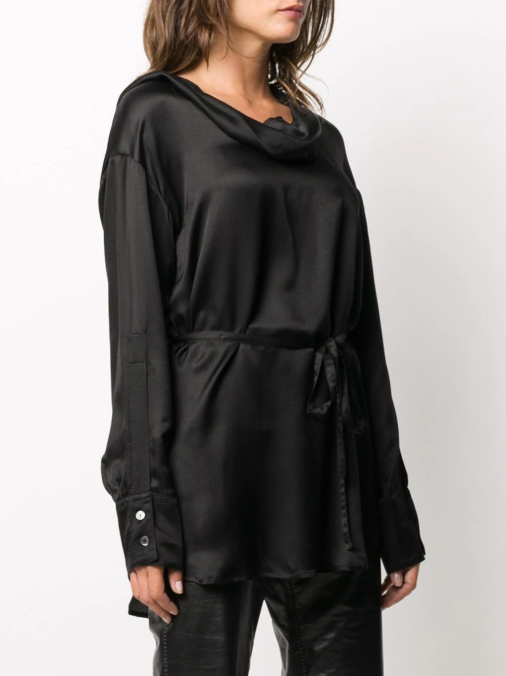 draped silk-blend blouse - 3