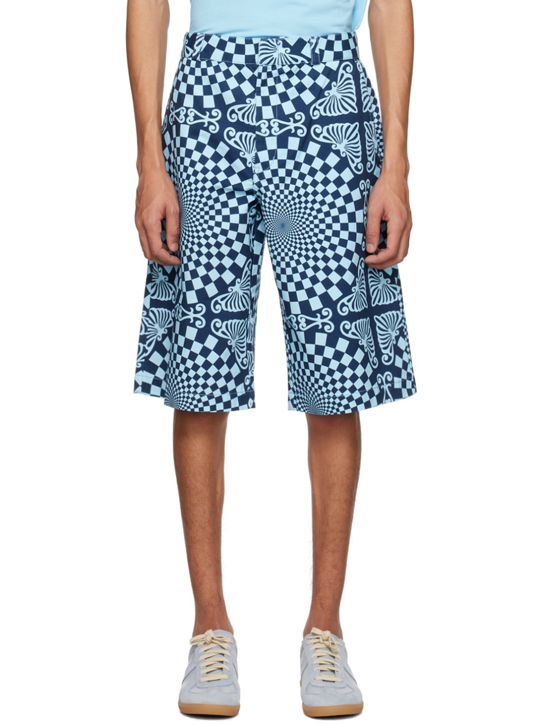 Blue Folk Checkerboard Shorts - 1