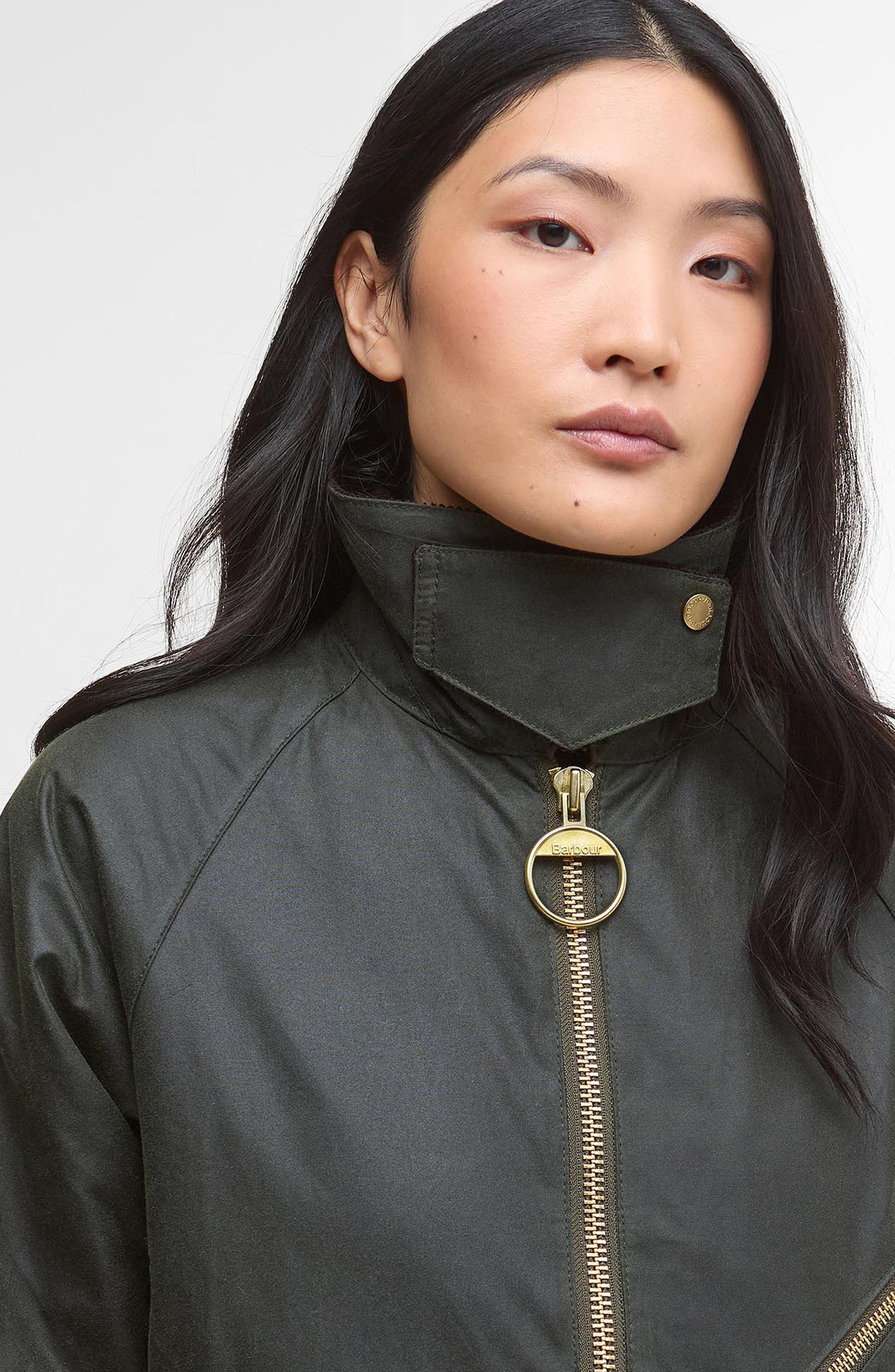 Barbour Arlene Water Repellent Waxed Cotton Jacket in Fern/Ancient Tartan at Nordstrom - 3