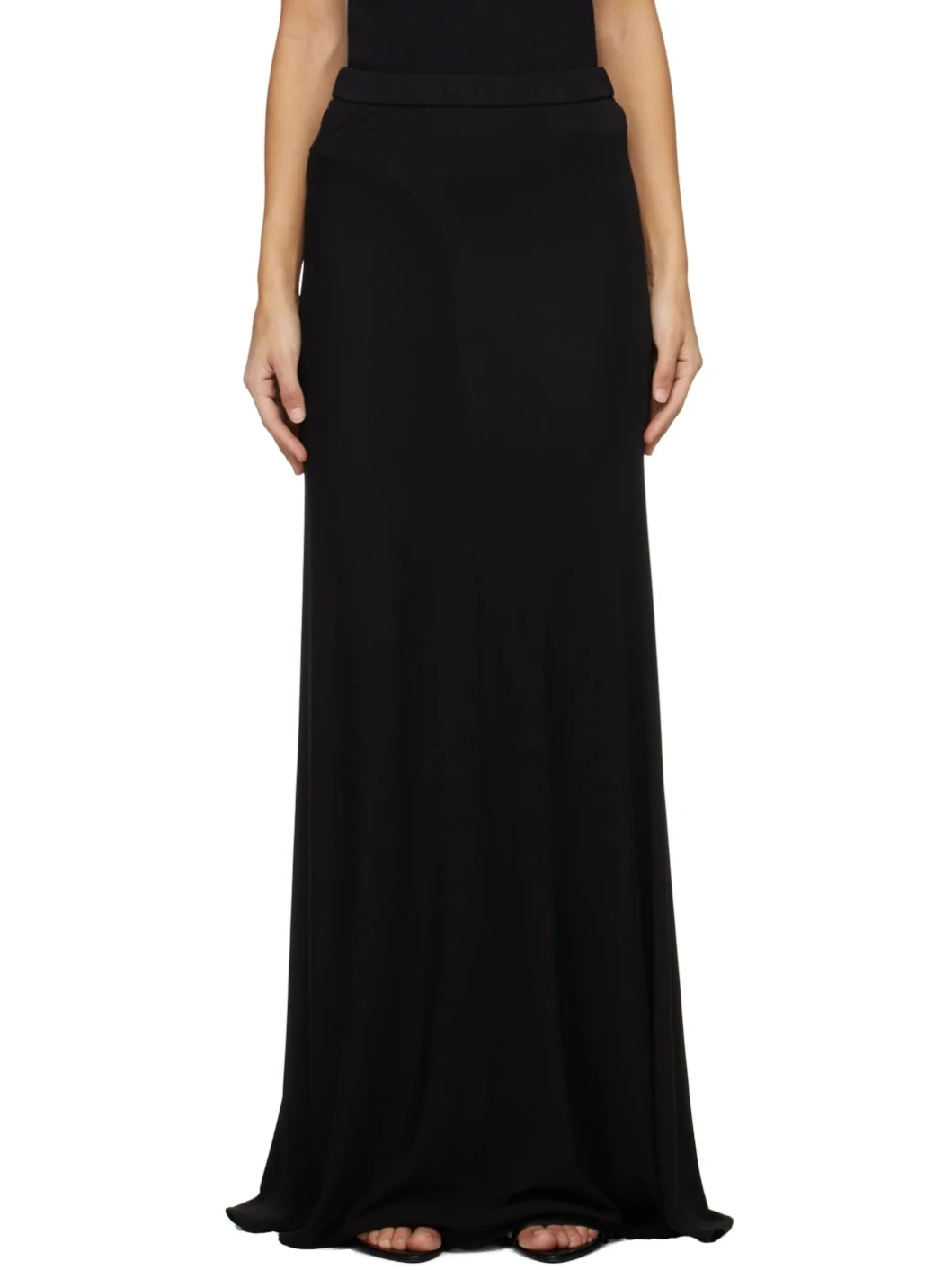 Black Elasticized Maxi Skirt - 1