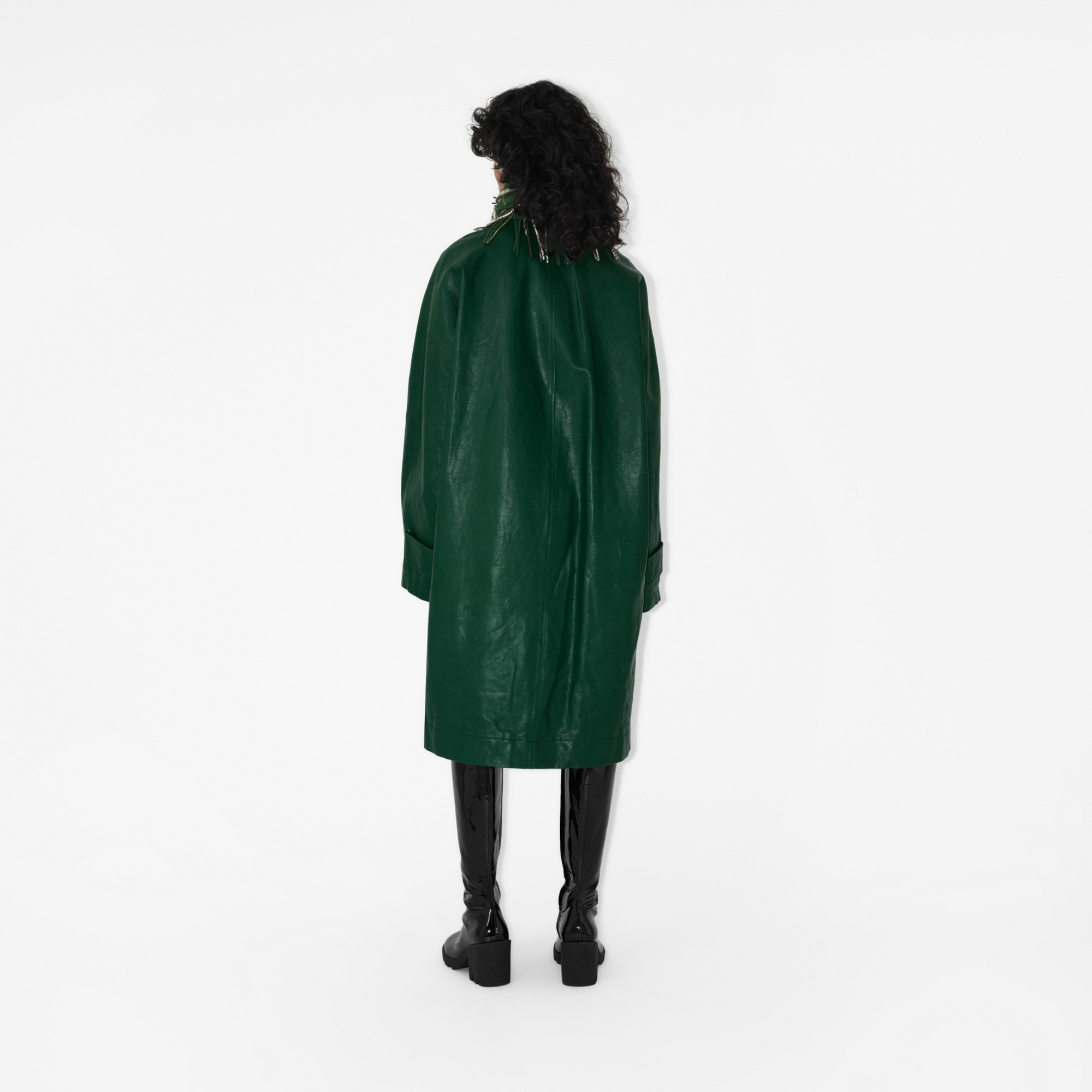 Long Leather Car Coat - 4