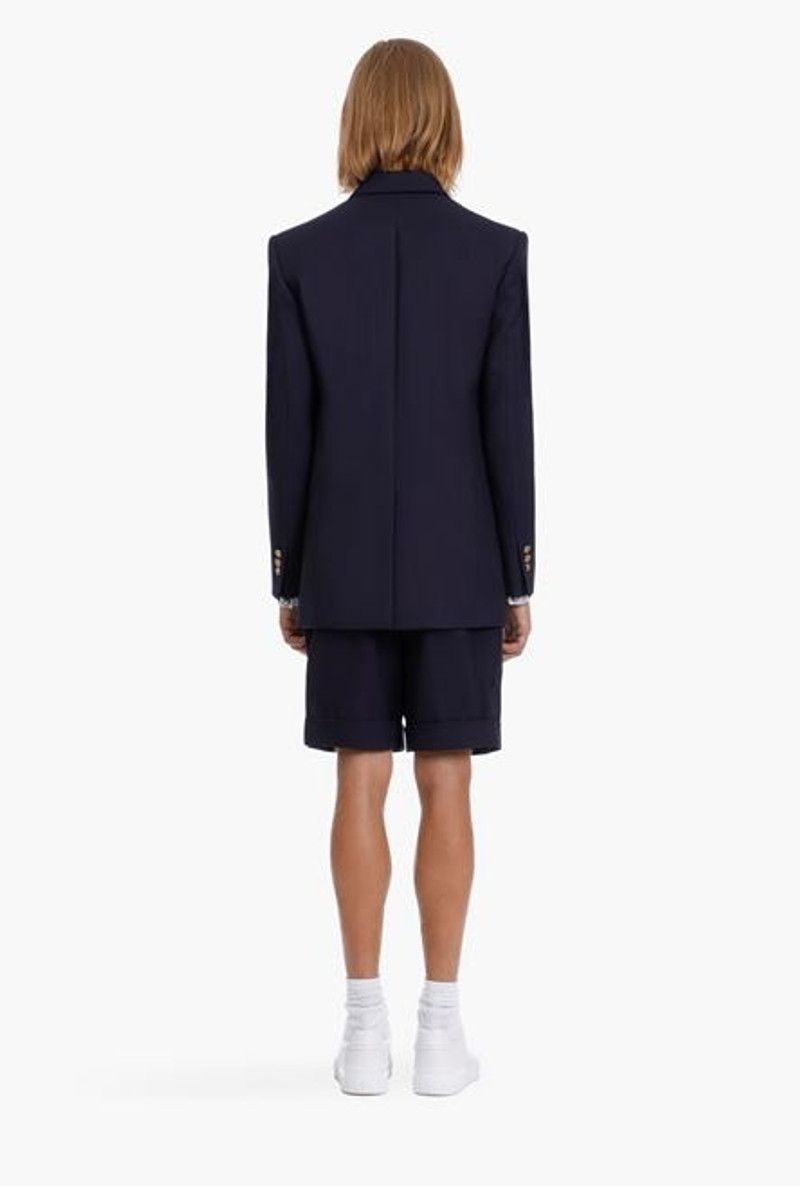 Navy blue wool blazer with double-breasted silver-tone buttoned fastening 3