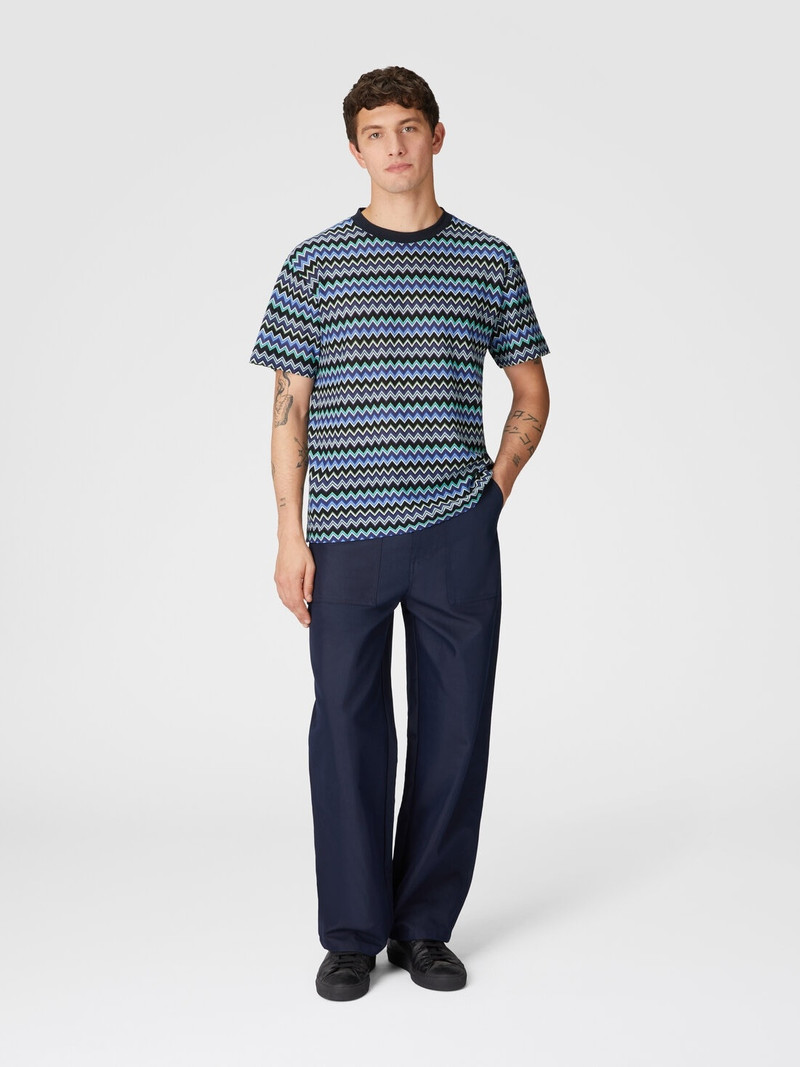 Missoni Zig zag cotton crewneck T-shirt with contrasting collar outlook