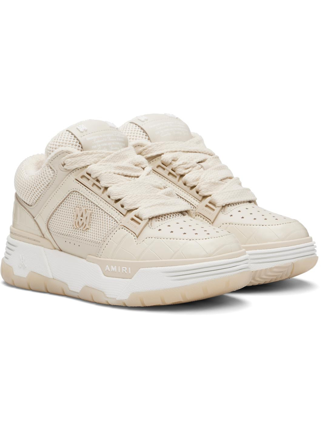 Beige Croc Debossed MA-1 Sneakers - 4