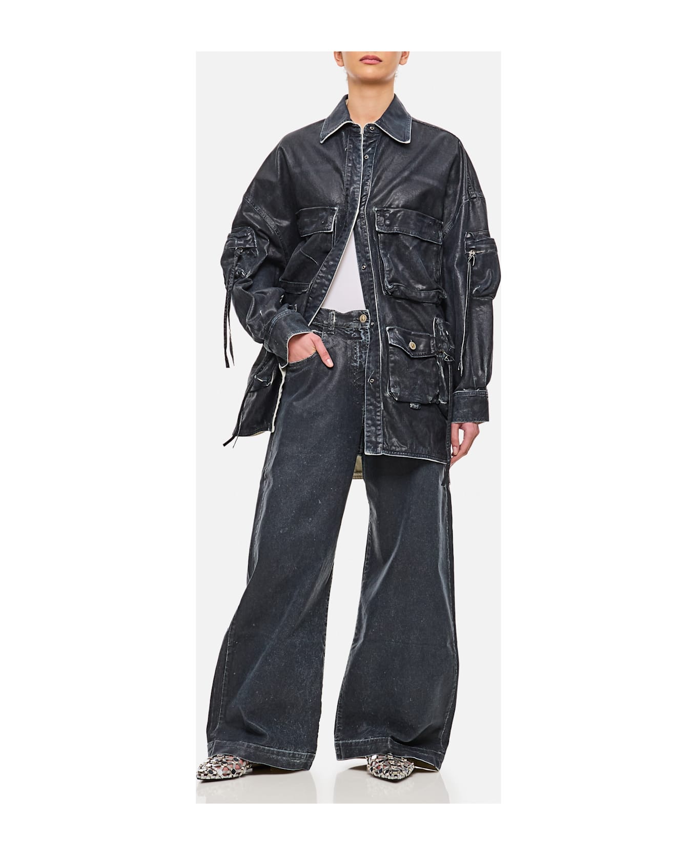 Mat Coated Canvas Long Pant - 2