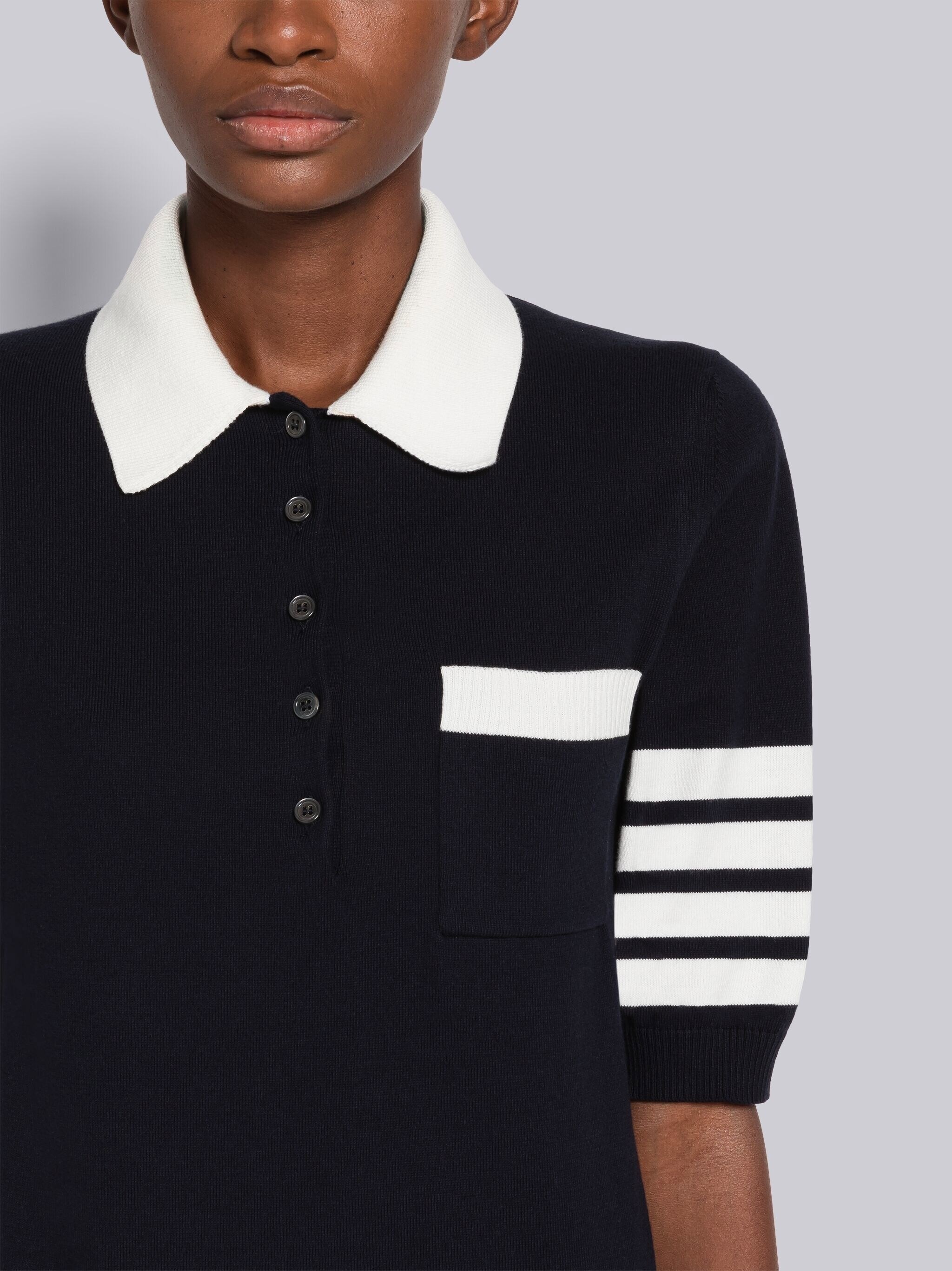 Cotton Hector Pointelle 4-Bar Polo - 5