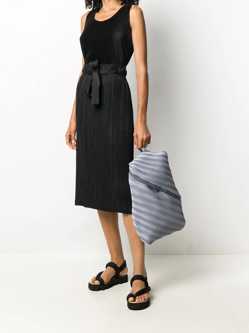 belted micro-pleated skirt - 2