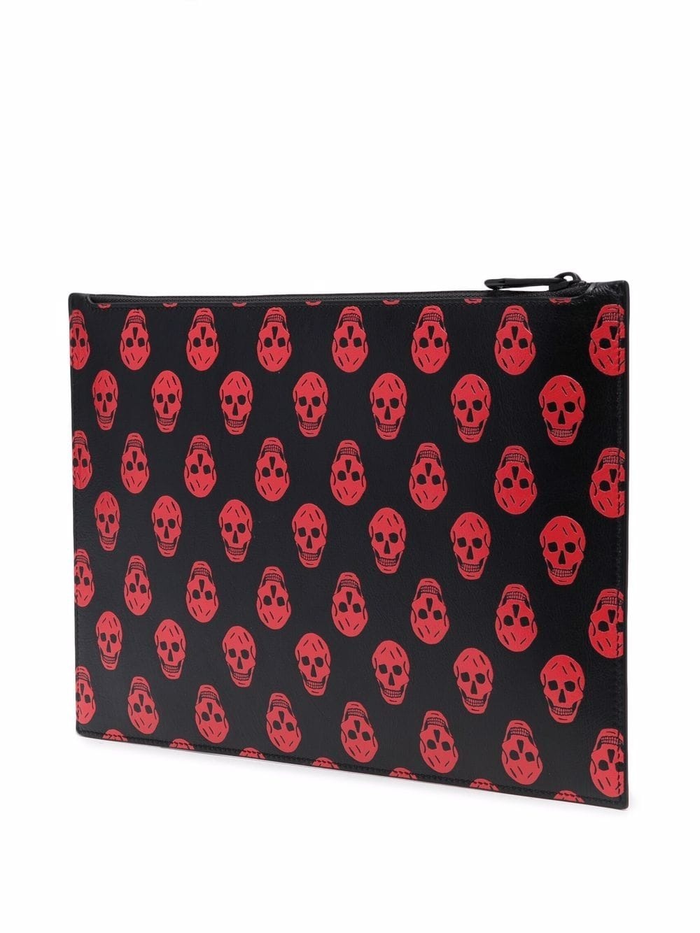 skull-print leather clutch bag - 3