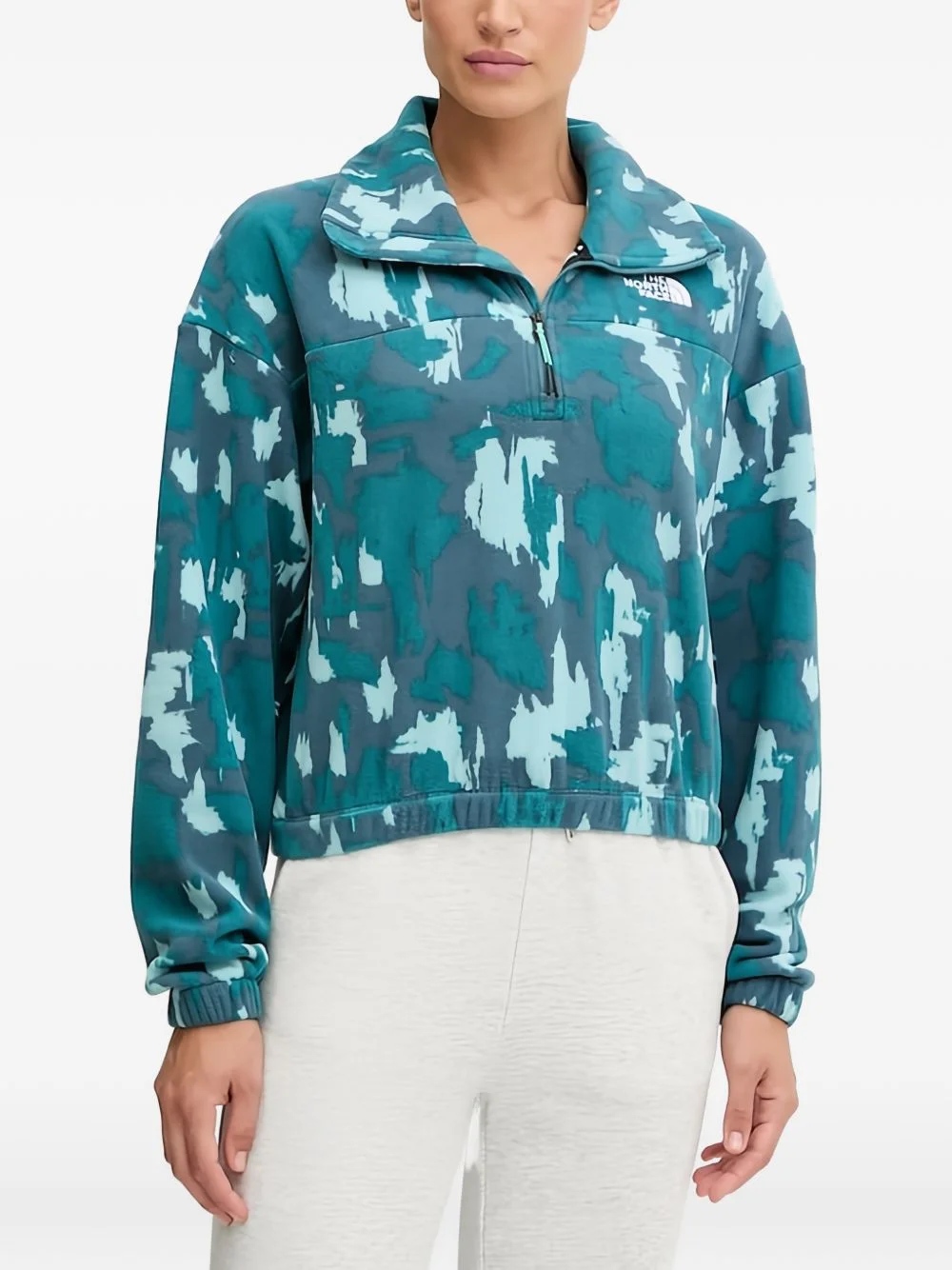 half-zip patterned sweatshirt - 1