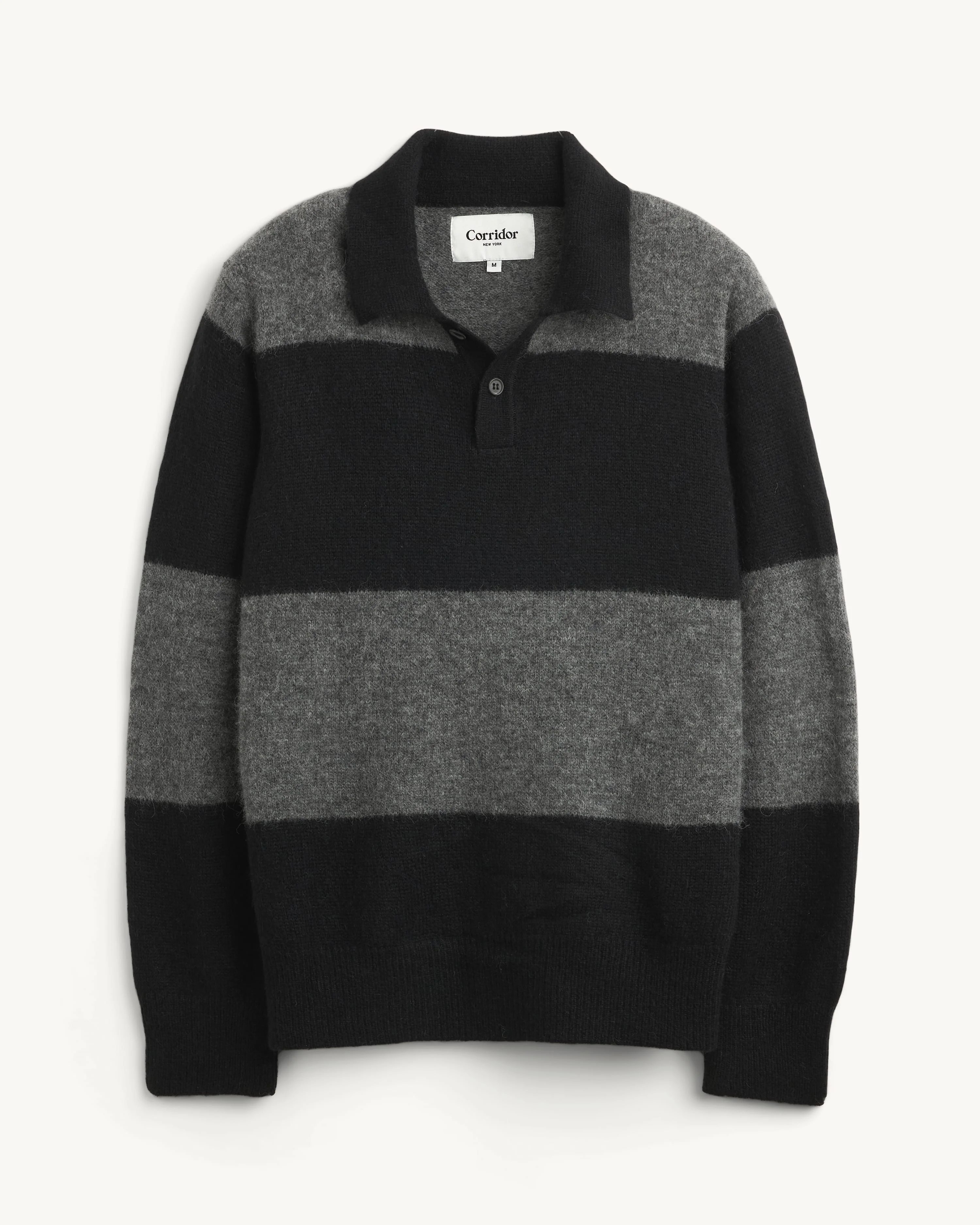 BRUSHED KNIT RUGBY - BLACK - 1