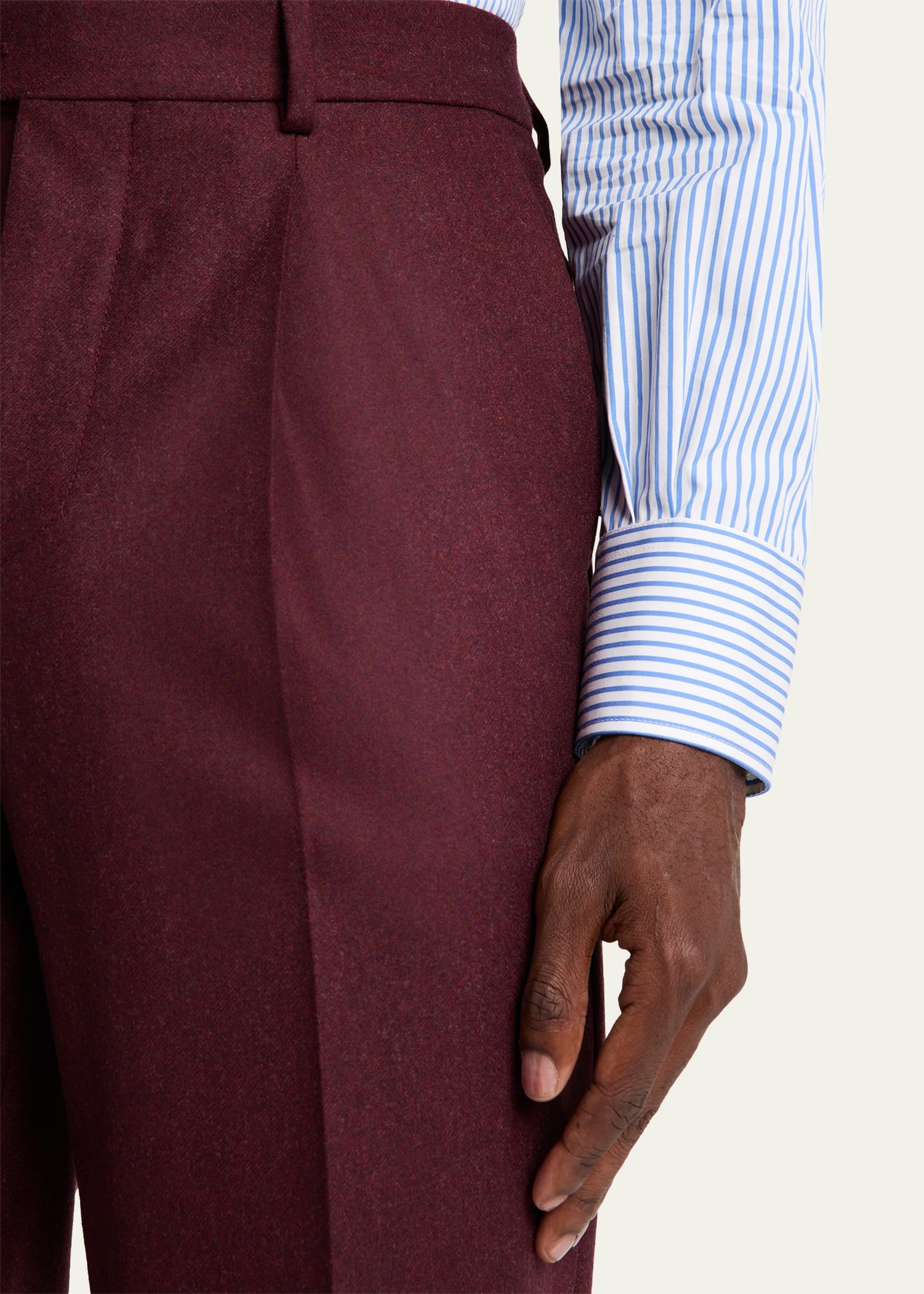 Men's Wool Flannel Single-Pleated Pants - 5