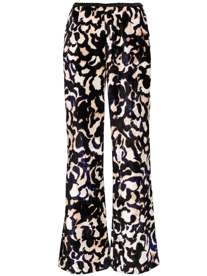 abstract-print crushed-velvet trousers 1