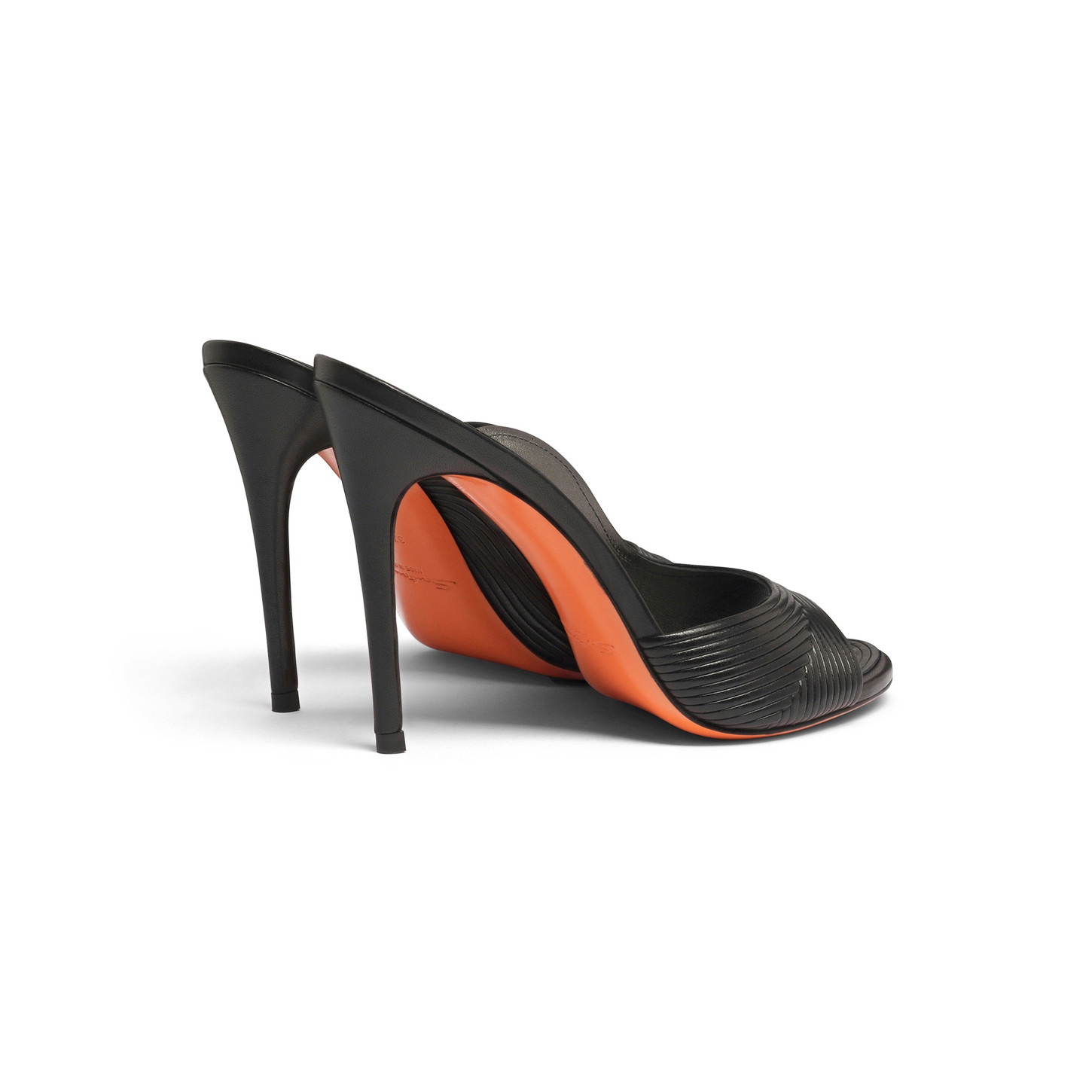 Women's black leather high-heel sandal - 4