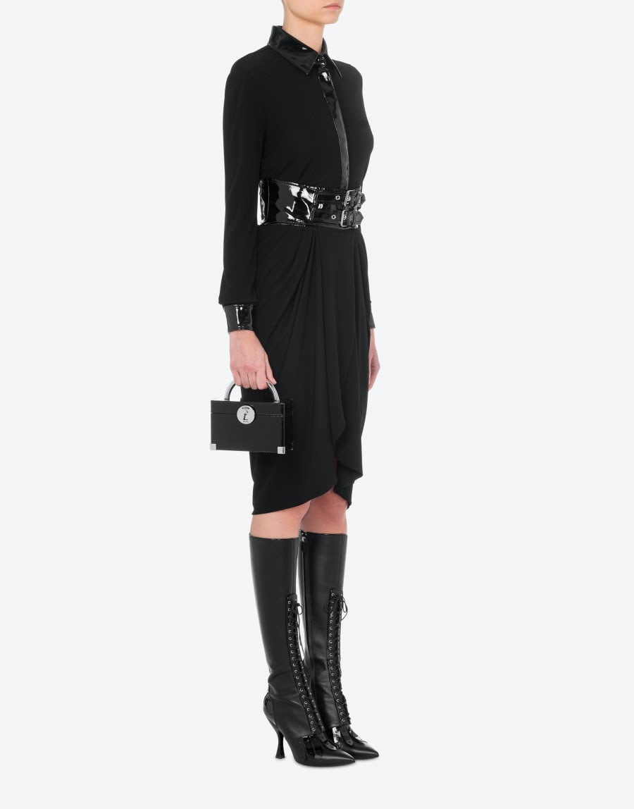 METAL CLOSURE PATENT LEATHER MINI BAG - 5