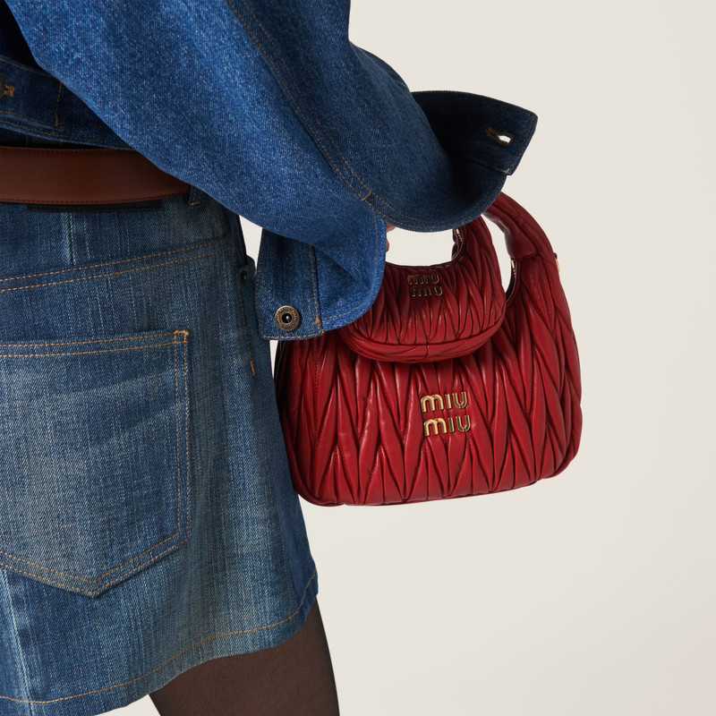 Miu Miu Wander matelassé nappa leather micro hobo bag outlook