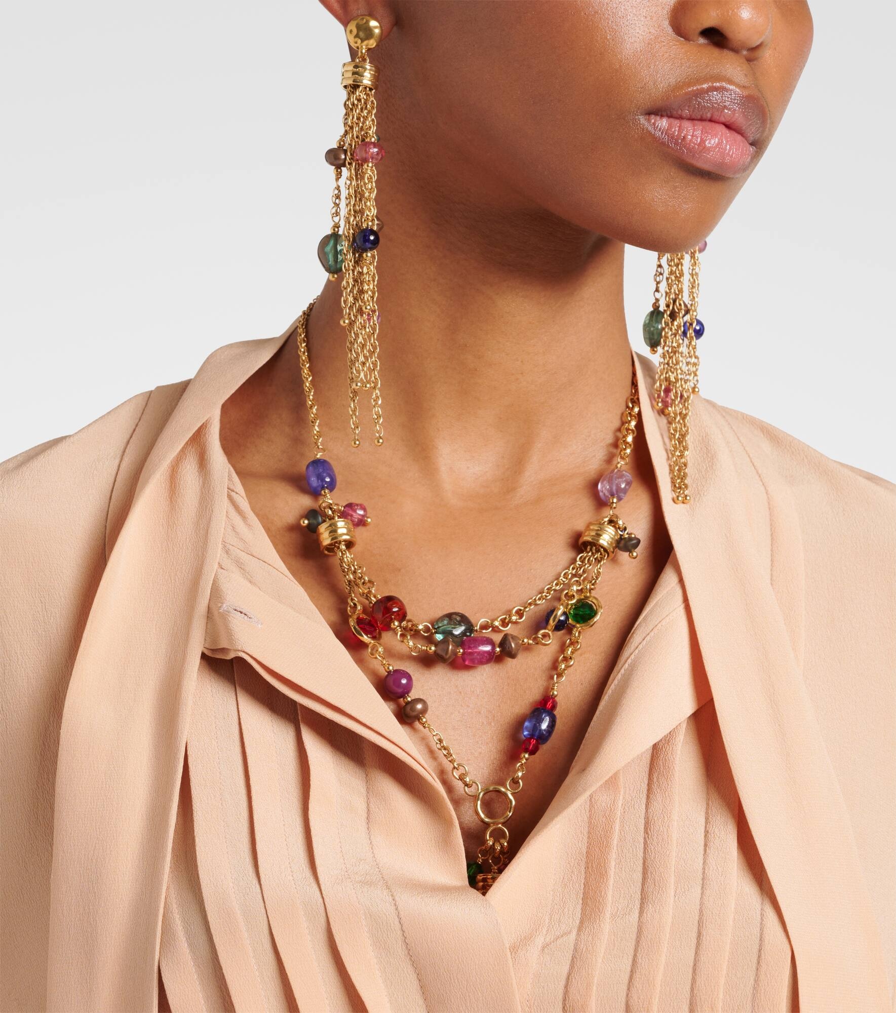 Pompoms beaded drop earrings - 3