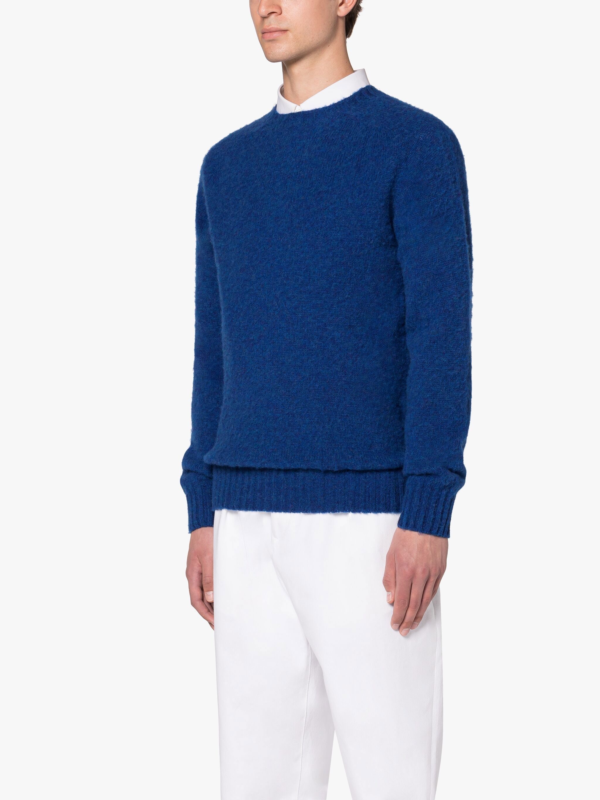 HUTCHINS BLUE WOOL CREWNECK SWEATER - 3