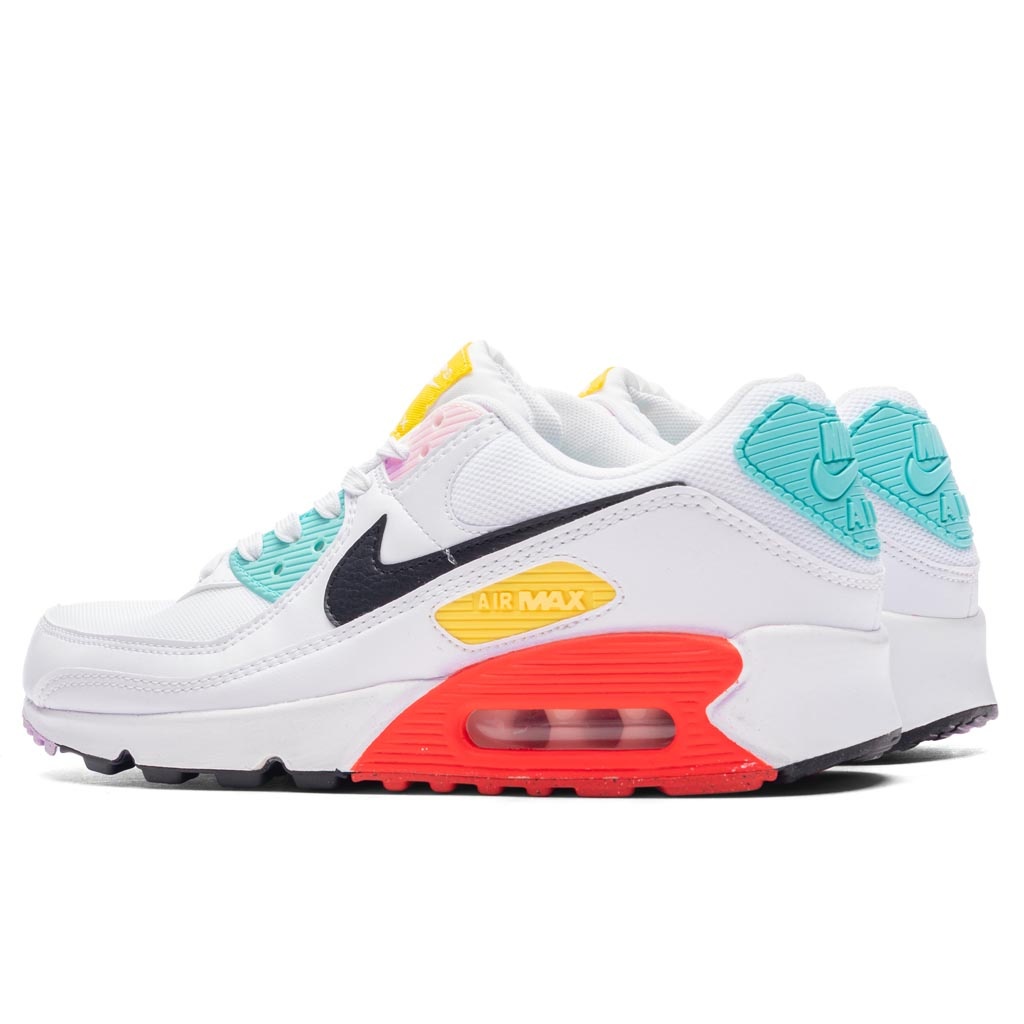 WOMEN'S AIR MAX 90 NN - WHITE/BLACK/PINK FOAM/BRIGHT CRIMSON - 3