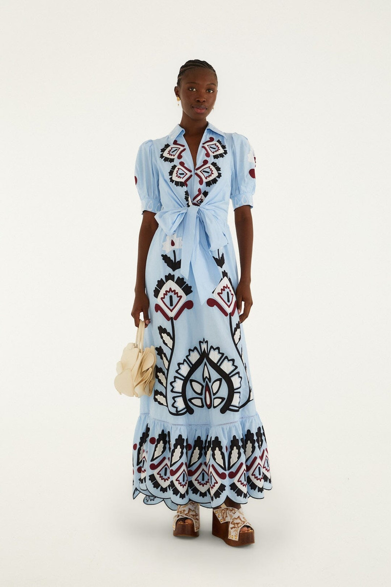 FARM RIO Beige Leather Flower Bag outlook