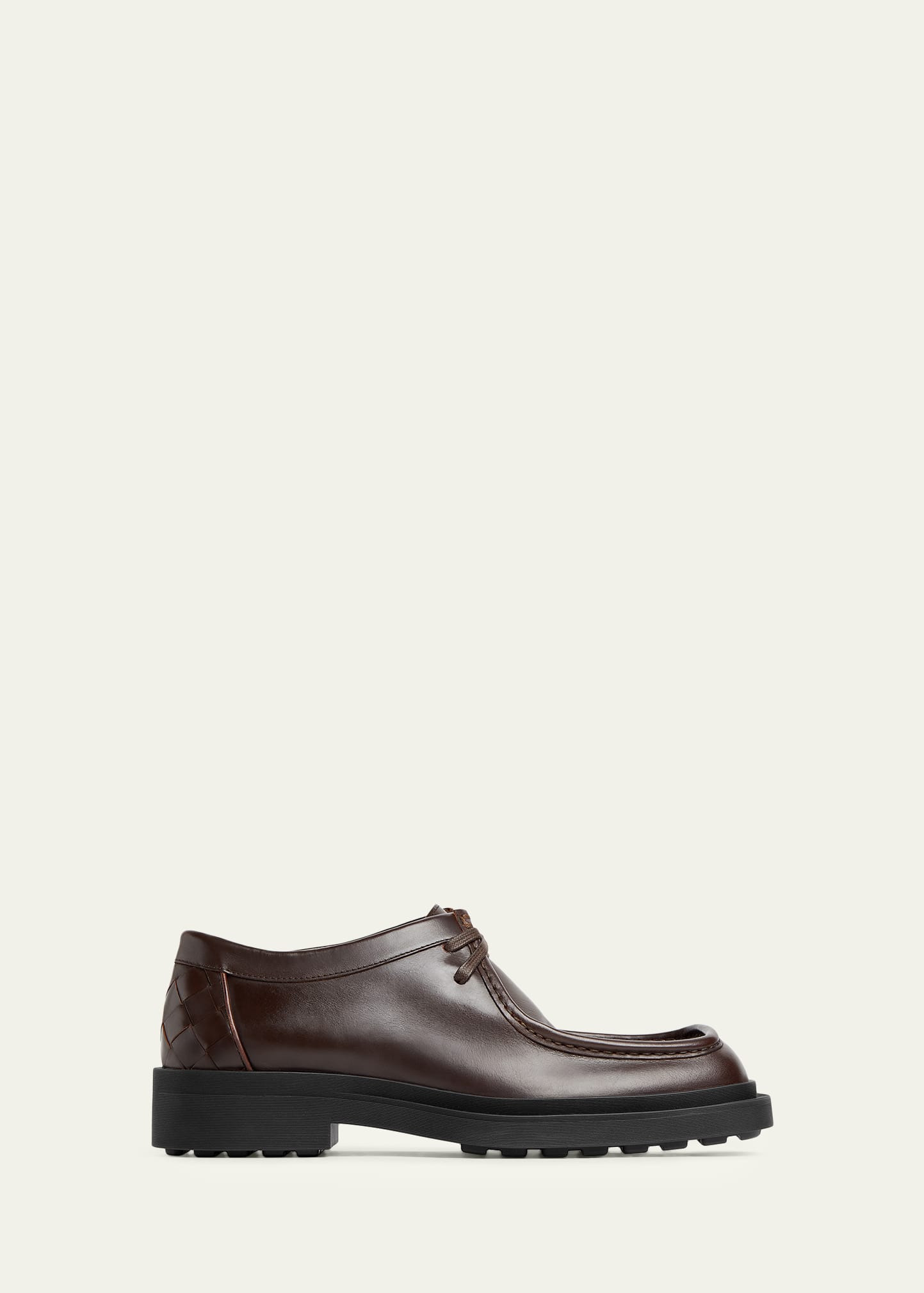 Men's Ben Intrecciato-Back Leather Derby Shoes - 1